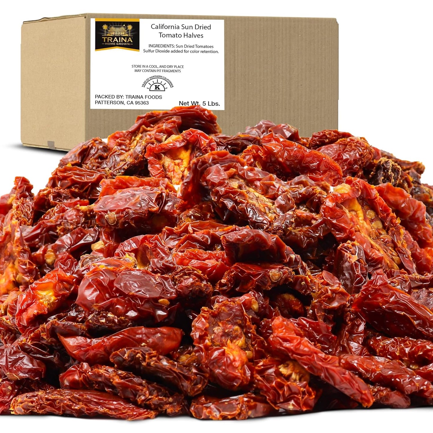 Traina Home Grown California Sun Dried Tomato Halves - Healthy, Non GMO, Gluten Free, Kosher Certified, Packed in Resealable Bag (2 Lbs) - Big Mart USA