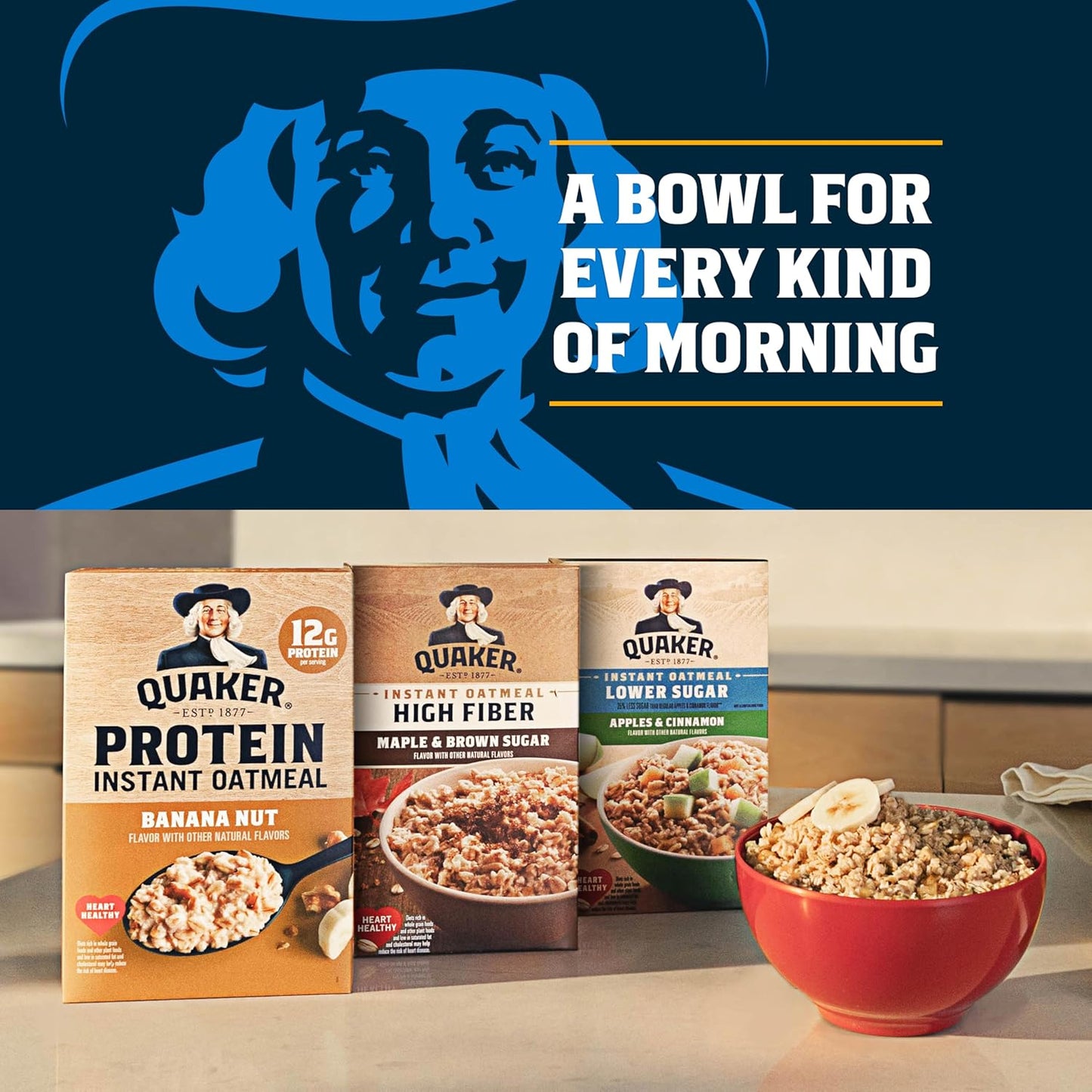 Quaker Instant Oatmeal, 4 Flavor Variety Pack, Individual Packets, 48 Count