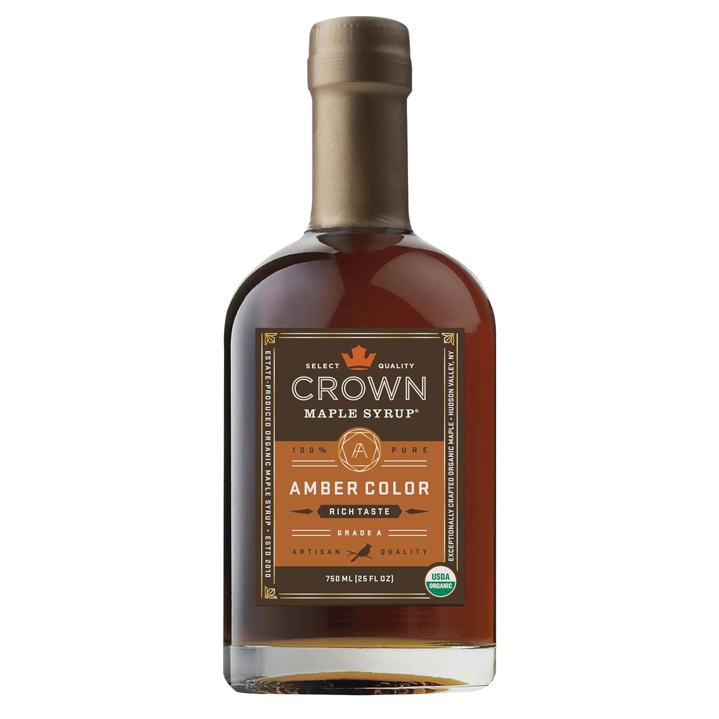 Crown Maple Dark Color Robust Taste Organic Maple Syrup, 100% Pure, Grade A, Gluten Free, No Preservatives, Non-Gmo Pancake and Breakfast Topping, 12.7 Fl Oz