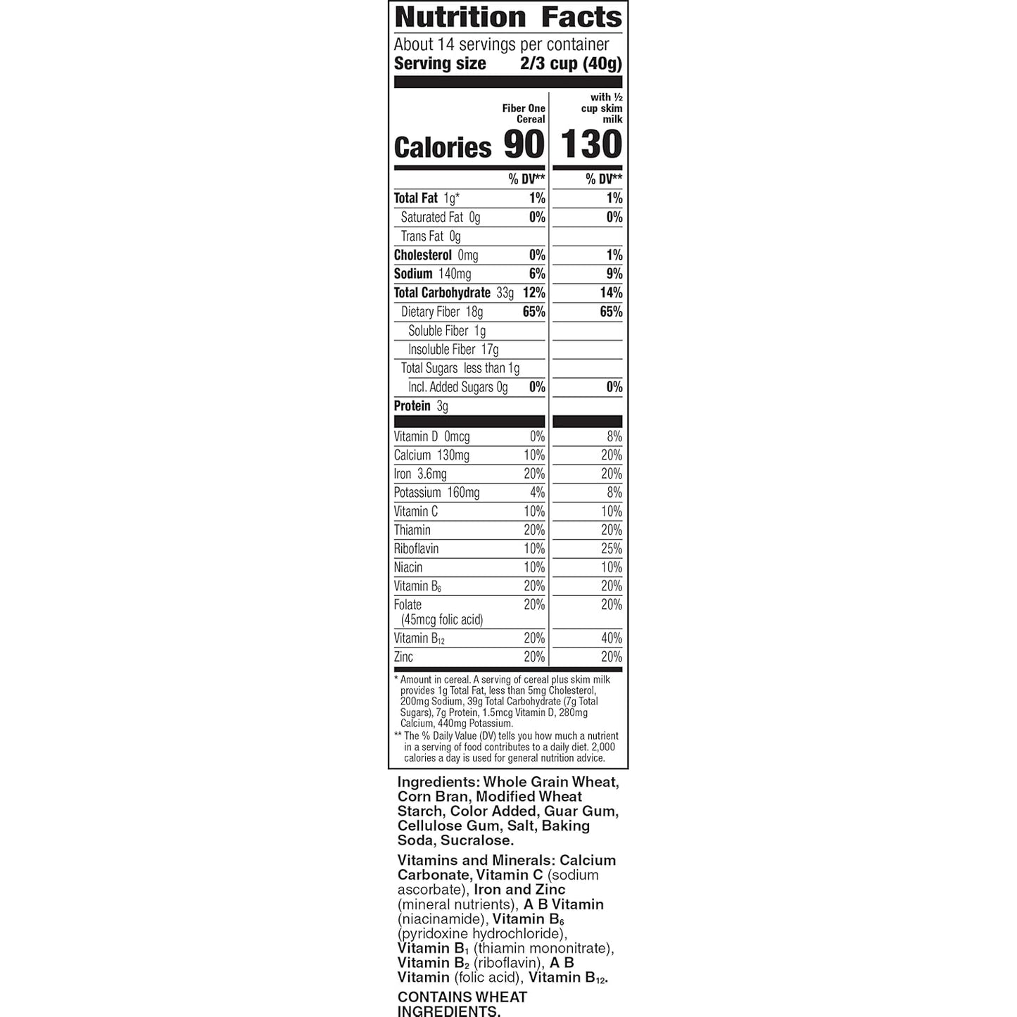 Fiber One Cereal, Original Bran, High Fiber Cereal Made with Whole Grain, 19.6 Oz
