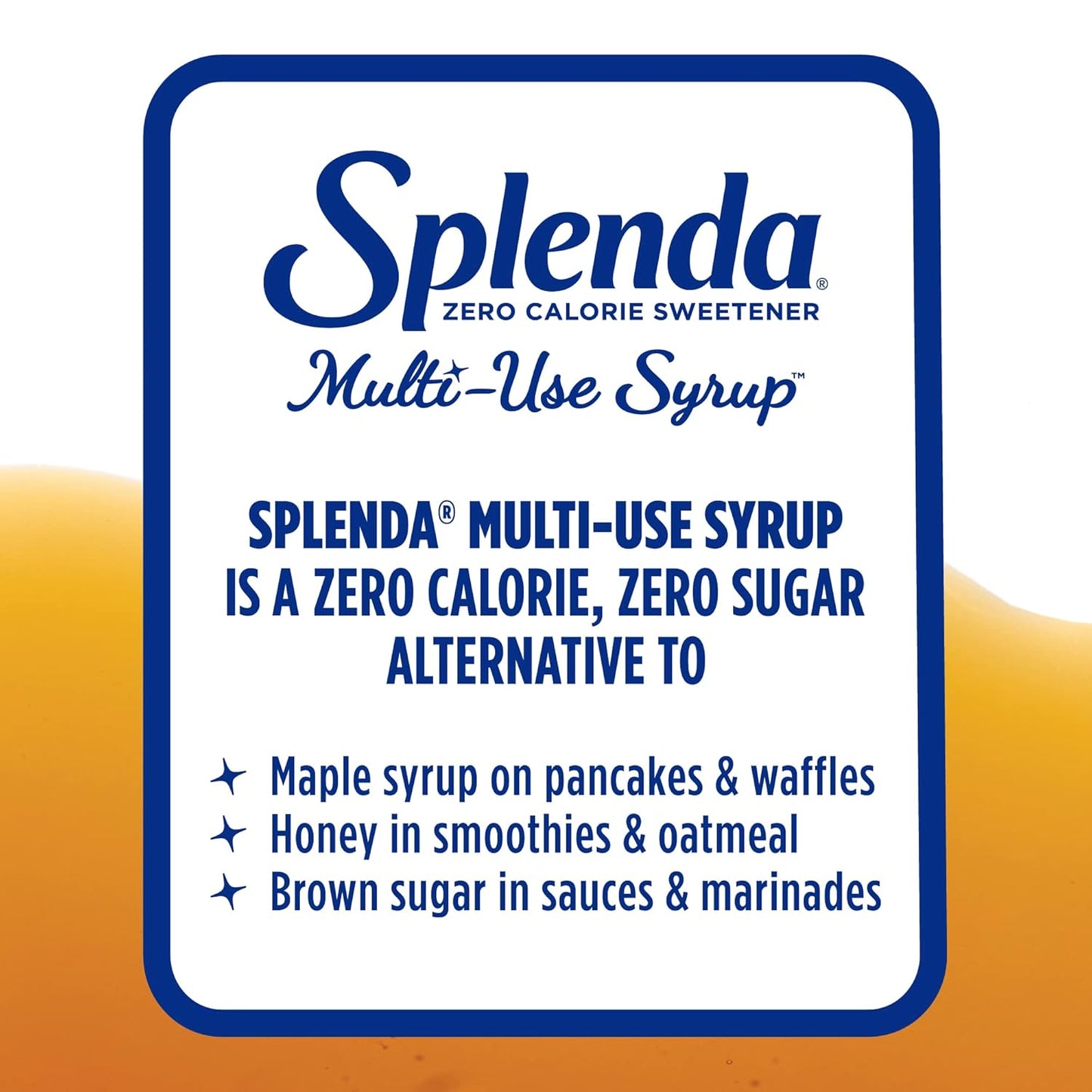 Splenda Multi-Use Allulose Syrup, Zero Calorie, Sugar Free Substitute for Maple Syrup, Honey, Agave and Brown Sugar, 8Oz Bottle