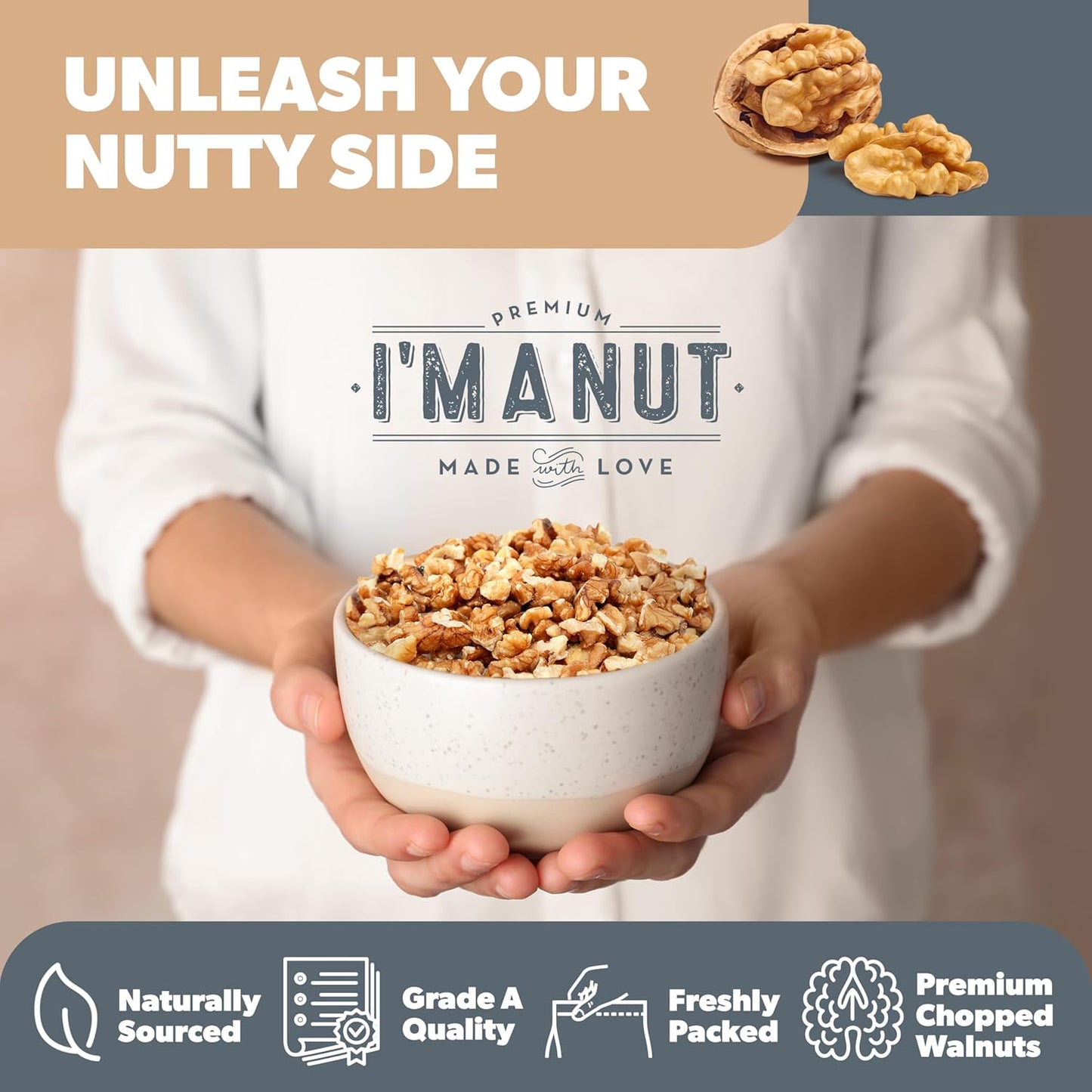 Premium Raw Walnut Halves & Pieces 48Oz (3 Lb) - 100% Natural, No-Ppo, Non-Gmo, Batch-Tested Gluten & Peanut Free, Kosher, Small Batch Quality - Big Mart USA