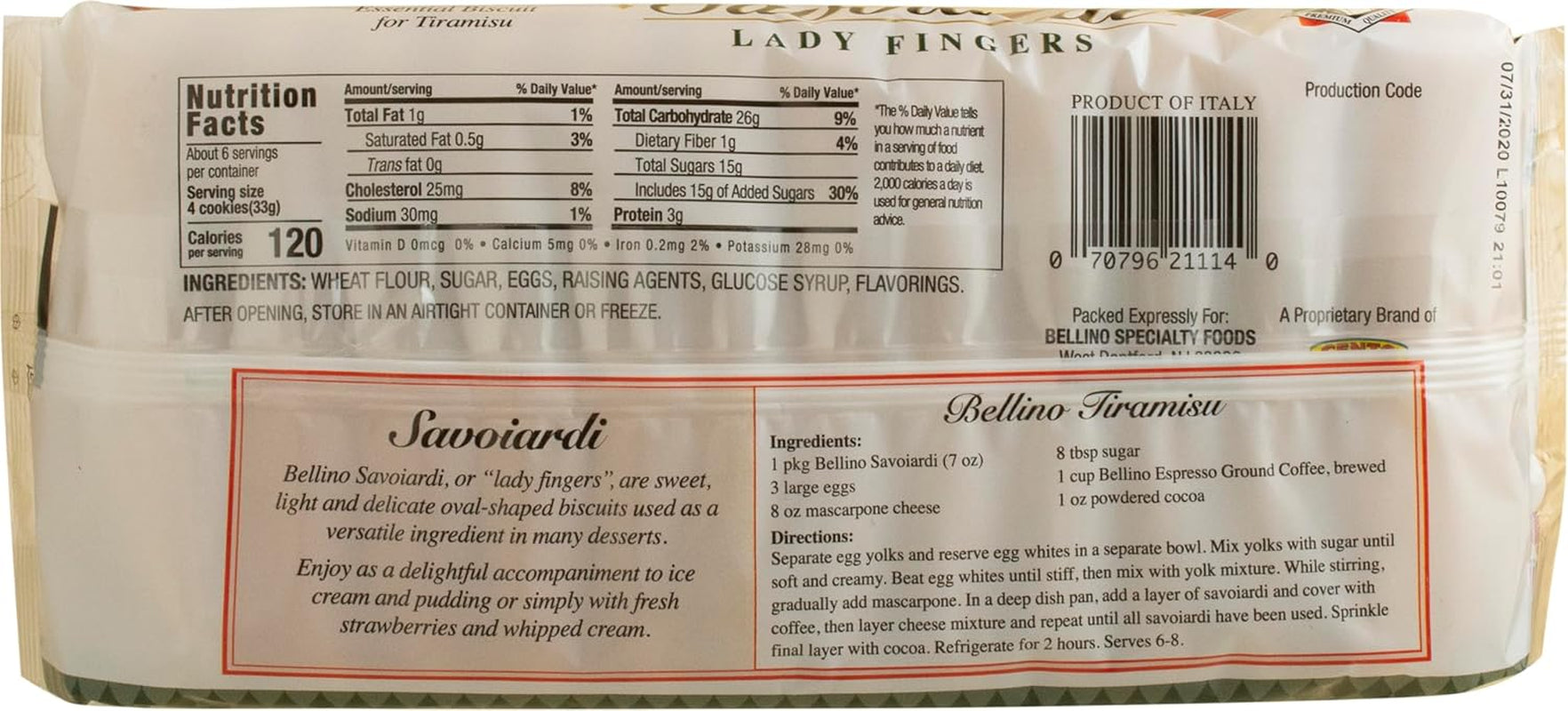Bellino Savoiardi Lady Fingers, 7 Ounce - Big Mart USA