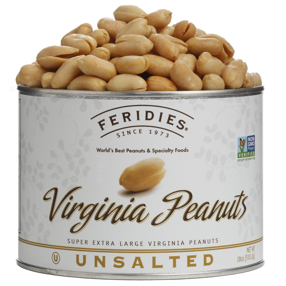 FERIDIES Extra Large Gourmet Virginia Salted Peanuts, Cooked in Pure Peanut Oil, No Preservatives, Non-Gmo, Kosher Certified - 36 Oz Tin - Big Mart USA