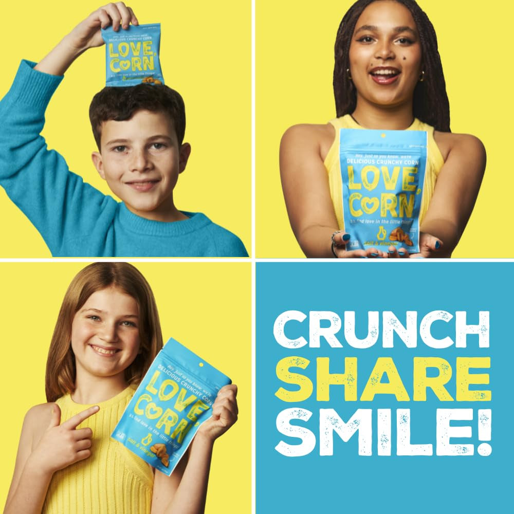LOVE CORN Salt & Vinegar 0.7Oz X 20 Bags - Delicious Crunchy Corn - Healthy Family Snacks - Gluten Free, Kosher, NON-GMO - Alternative for Chips, Nuts, Crackers & Pretzels - Perfect for Charcuterie Boards - Big Mart USA
