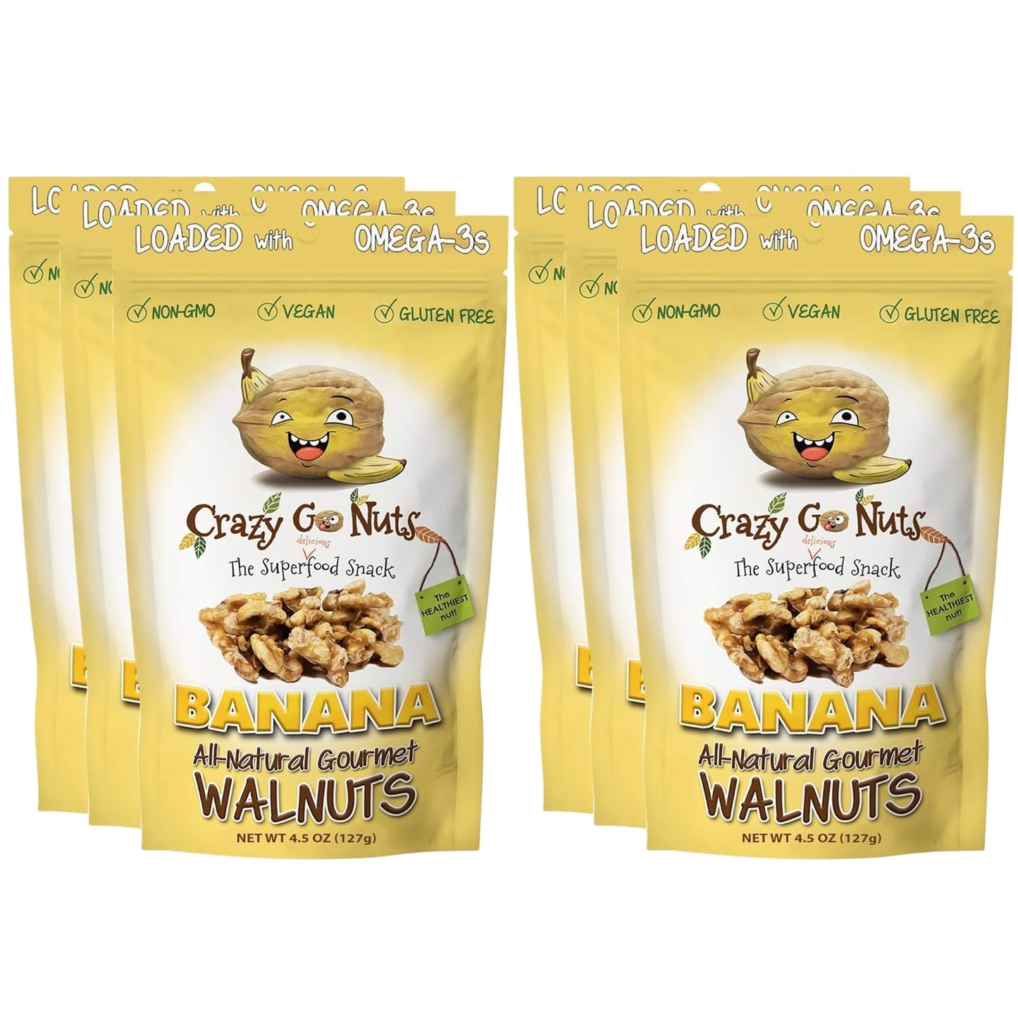 Crazy Go Nuts Walnuts - Maple, 4.5 Oz (3-Pack) - Healthy Snacks, Vegan, Low Carb, Gluten Free, Superfood - Natural, Non-Gmo, ALA, Omega 3 Fatty Acids, Good Fats, and Antioxidants - Big Mart USA