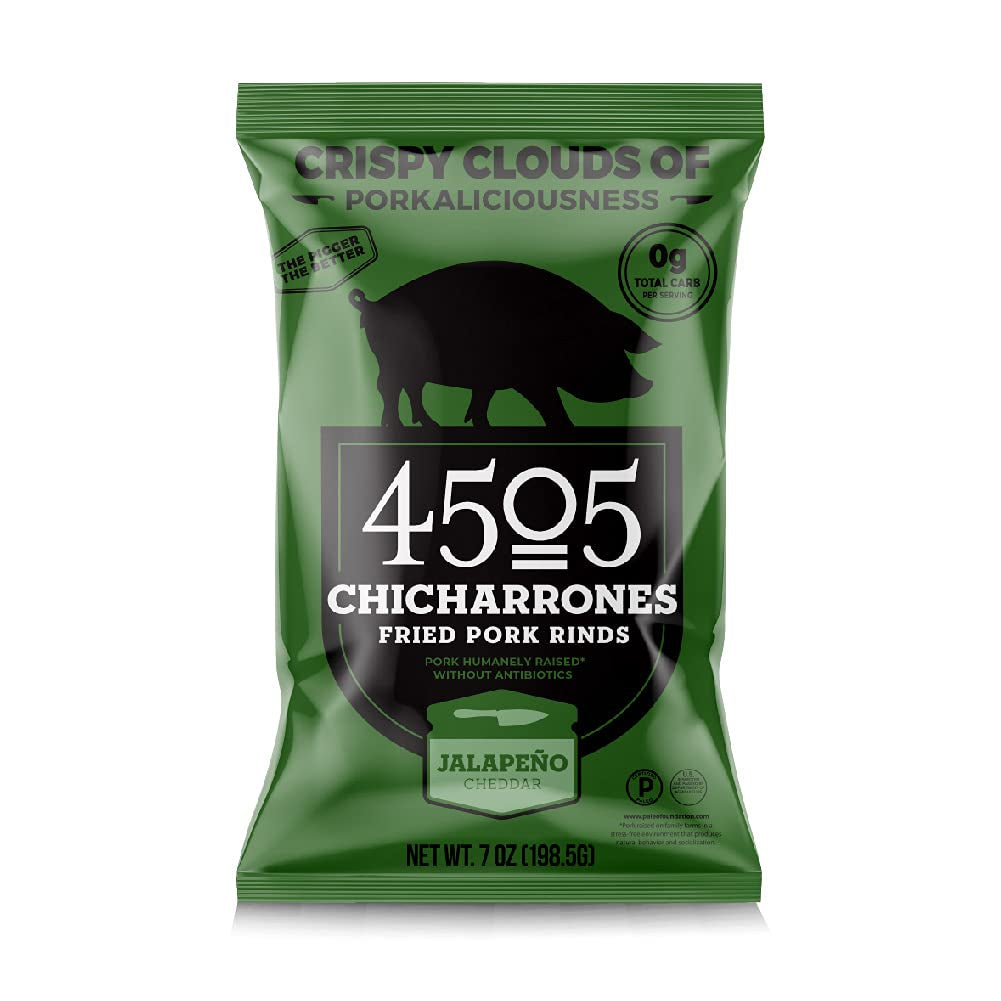 4505 Sea Salt Seasoned Chicharrones, Fried Pork Rinds - Sea Salt Flavored Pork Skins - Low Carb, Gluten-Free, Protein Snack - 1.1Oz (Pack of 12) - Big Mart USA
