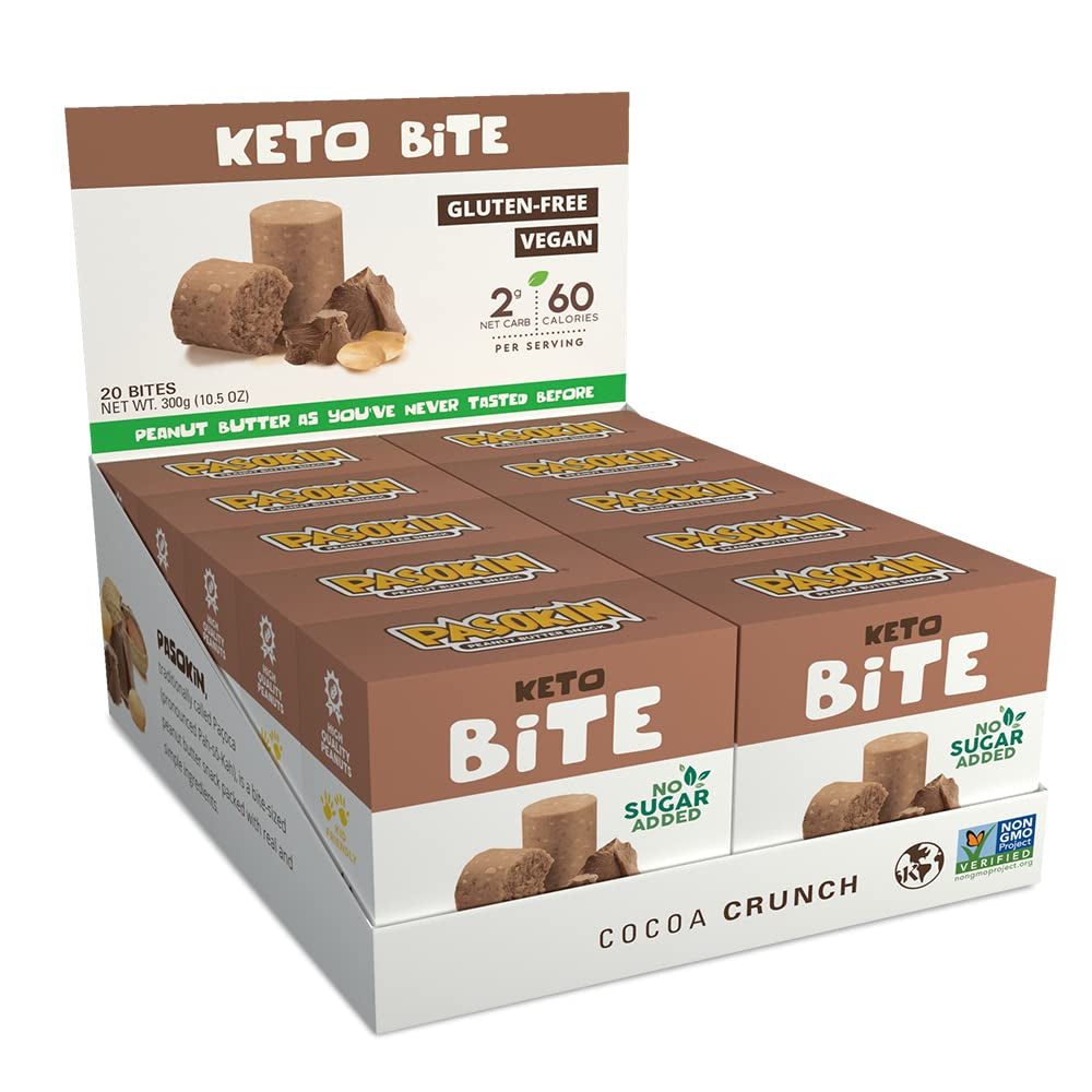 Pasokin Keto Bite Peanut Butter – Healthy Snacks with Zero Sugar Added I Low Carb Gluten-Free, Vegan, Plant-Based Protein, Dairy-Free Energy Bites – Keto Snacks (Peanut Butter)
