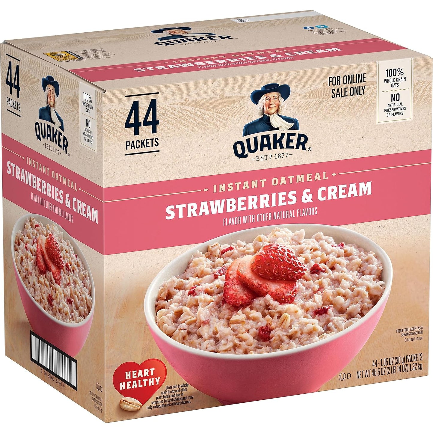 Quaker Instant Oatmeal, 4 Flavor Variety Pack, Individual Packets, 48 Count