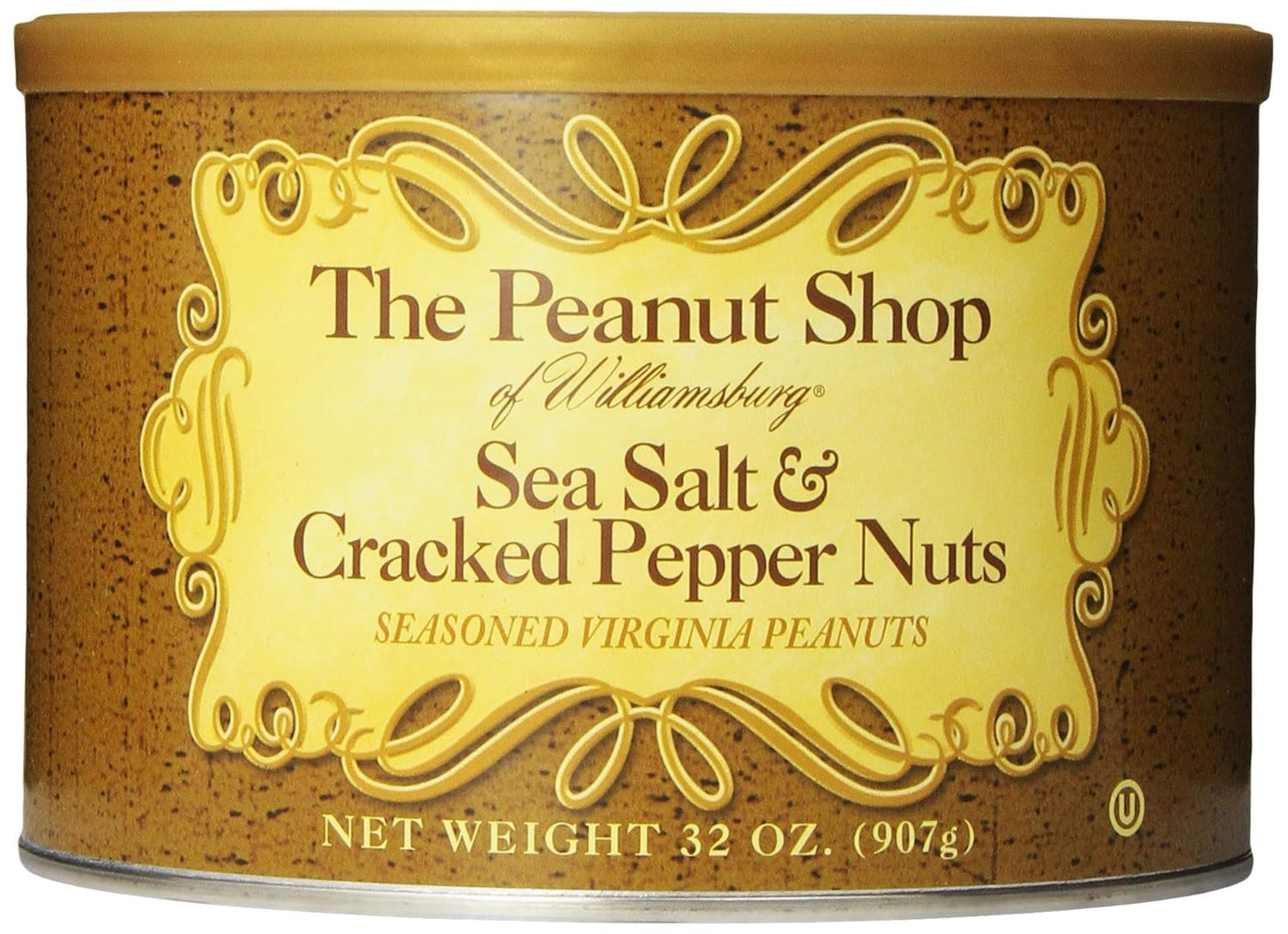 The Peanut Shop of Williamsburg Extra-Large Handcooked Lightly Salted Virginia Peanuts Williamsburg Peanuts Non-Gmo Kosher Gluten-Free No Preservatives - 32 Oz Tin