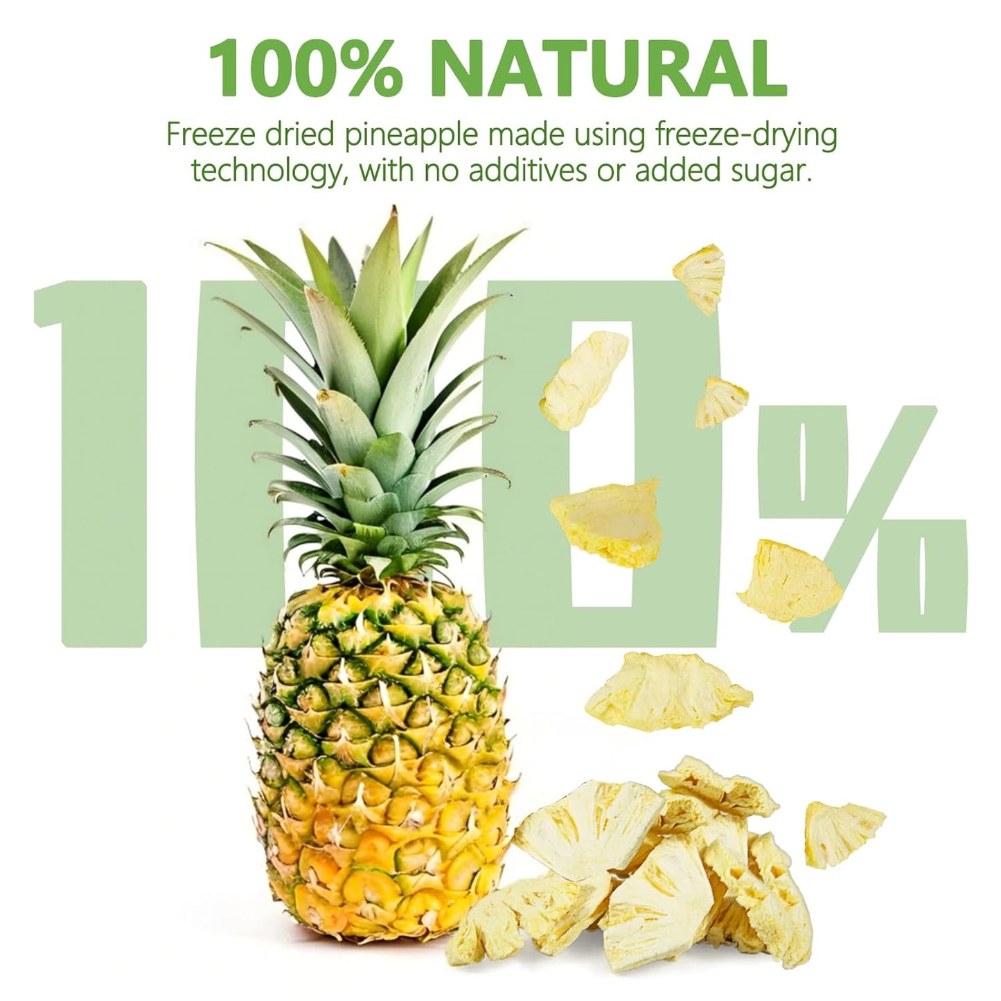 Freeze Dried Pineapple Chunks, Freeze Dried Fruit, 130G/4.58OZ Frozen Pineapple for Yogurt, Cereal, Baking, Milkshakes, No Additives, Crispy Taste - Big Mart USA