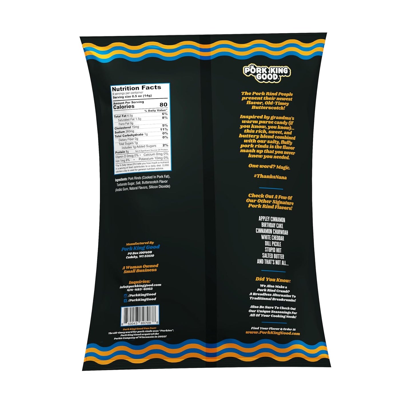 Pork King Good 4 Bag Variety Pack of Sweet & Salty Dessert Flavored Pork Rinds - 3 Oz (Variety 4 Pack) Gluten Free Snacks