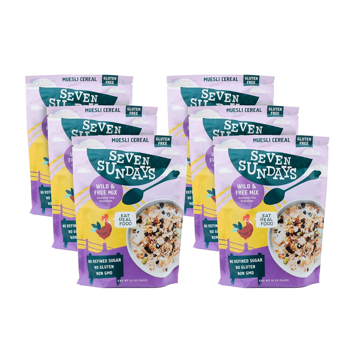 Seven Sundays Classic Bircher Apple Cinnamon Almond Muesli Cereal - 12 Oz Pouch - Certified Gluten Free Muesli - Non GMO, No Refined Sugar and Kosher