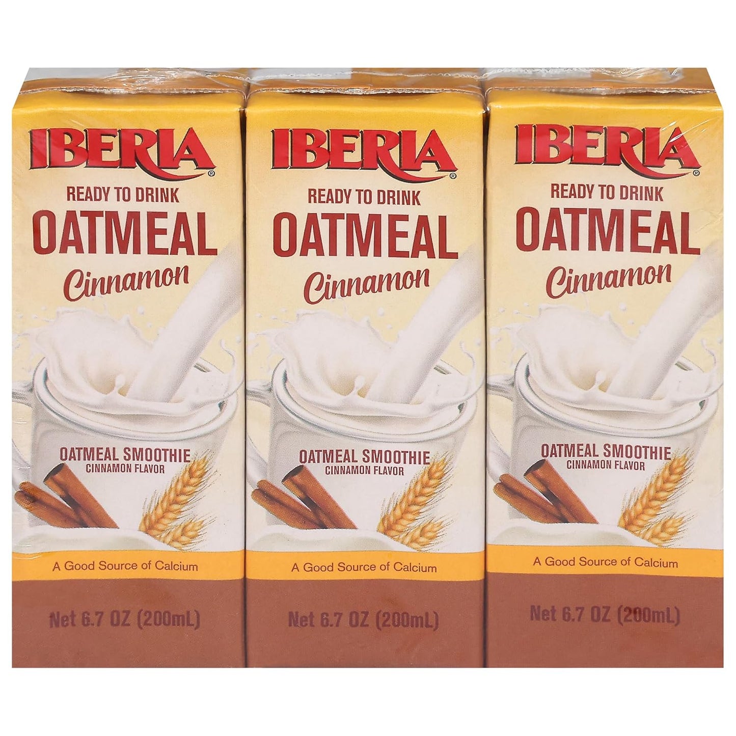 Iberia Oatmeal Drink, Ready-To-Drink, Shelf Stable, Good Source of Calcium, Cinammon Oatmeal Smoothie 6.8 Fl Oz Single Serve Pack (Pack of 3)