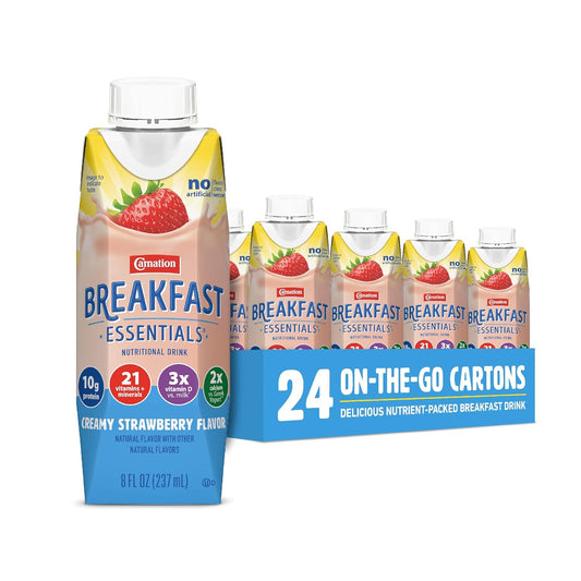 Carnation Breakfast Essentials Ready-To-Drink,Strawberry, 8 FL OZ Carton (Pack of 24) - Big Mart USA