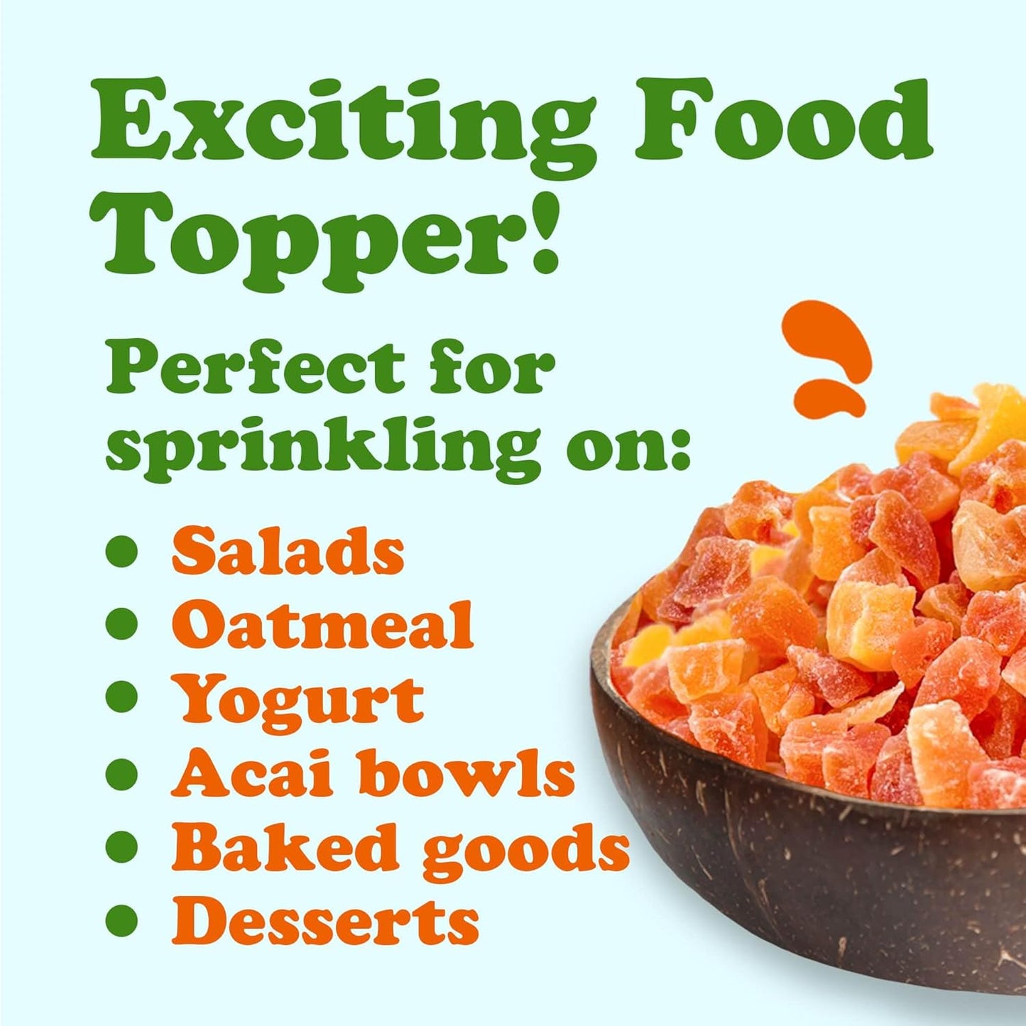 Food to Live Dried Diced Papaya, 8 Ounces Kosher, Vegan, Sweetened, Unsulfured, Bulk - Big Mart USA
