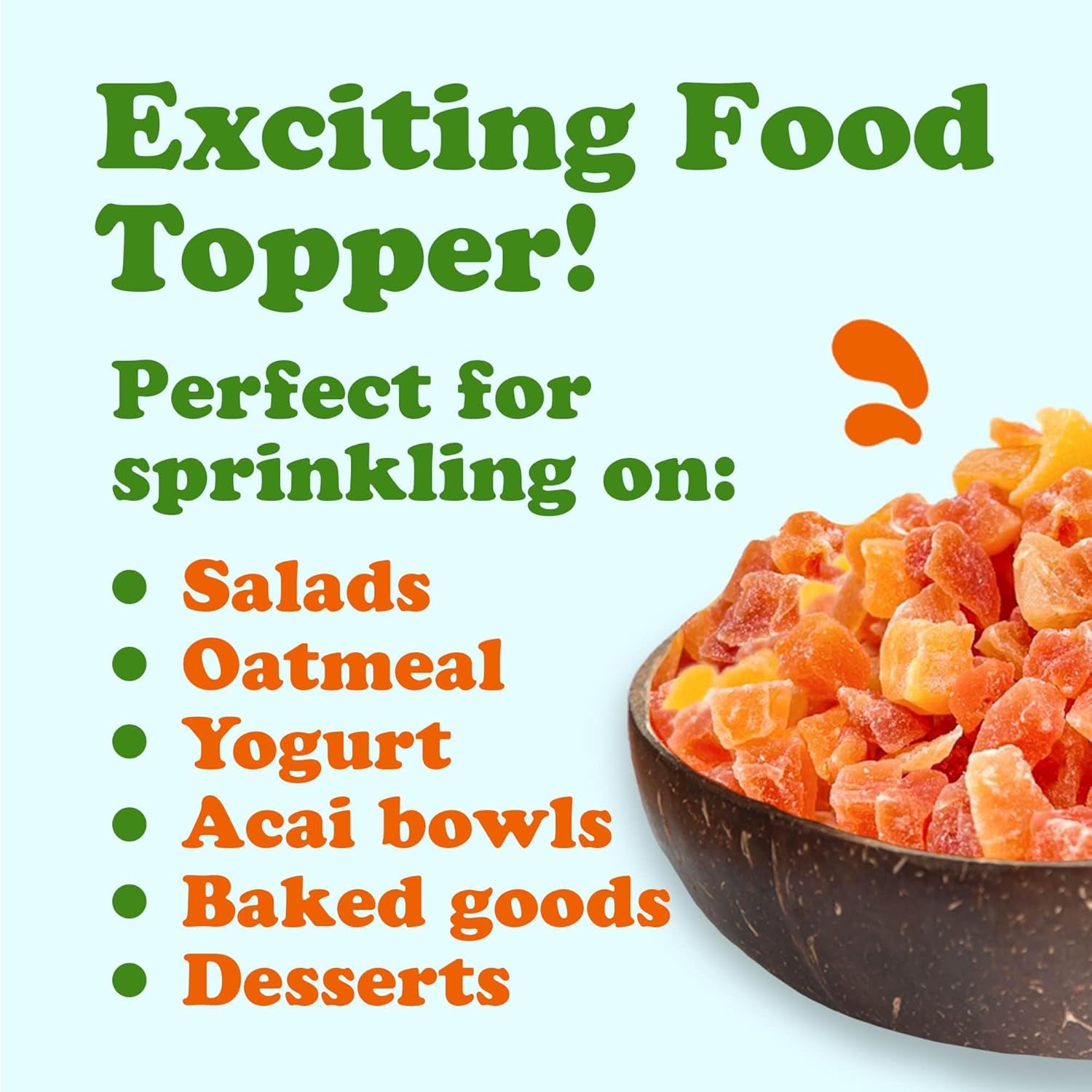 Food to Live Dried Diced Papaya, 8 Ounces Kosher, Vegan, Sweetened, Unsulfured, Bulk - Big Mart USA