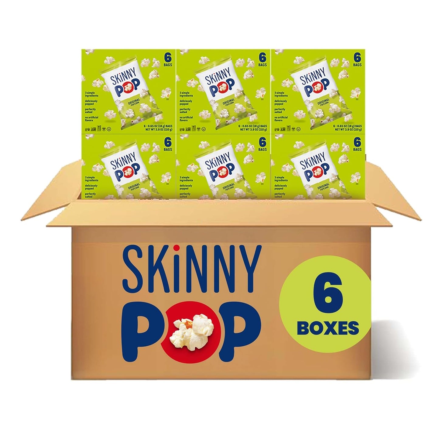 Skinnypop Popcorn, Original, Whole Grain, Dairy-Free Snack, 8Oz Family Size Bags (6Ct) - Big Mart USA