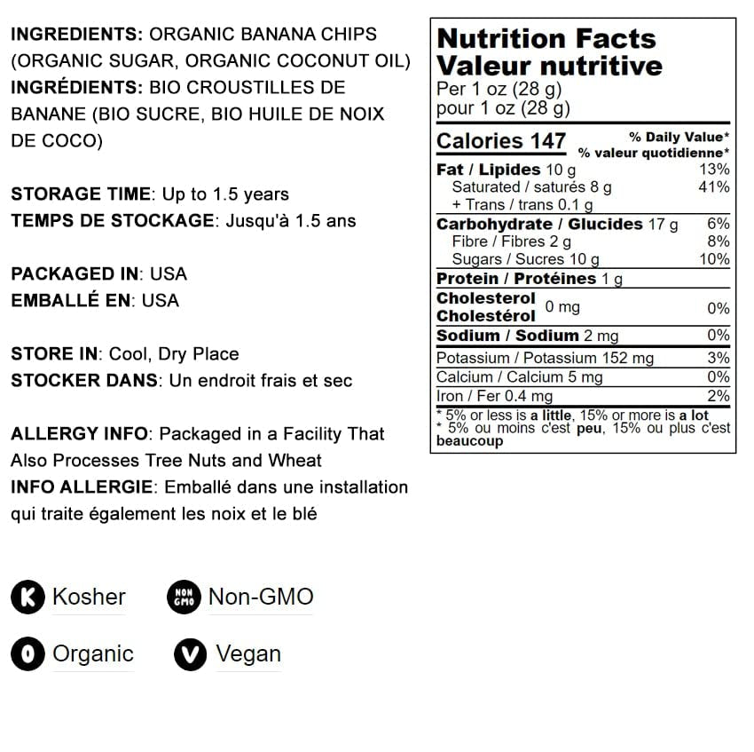 Food to Live Organic Banana Chips, 2 Pounds Sweetened, Unsulfured, Non-Gmo, Kosher, Vegan, Bulk - Big Mart USA