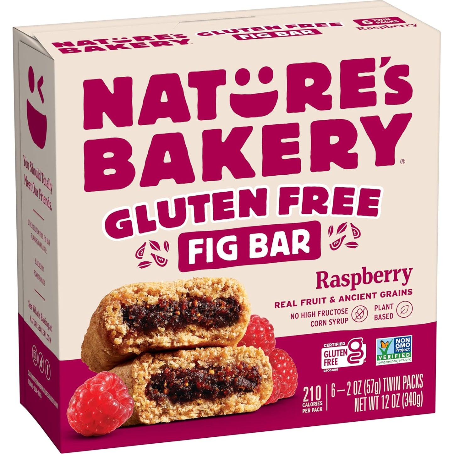 Nature’S Bakery Gluten Free Fig Bars, Raspberry, Real Fruit, Vegan, Non-Gmo, Snack Bar, 6 Boxes with 6 Twin Packs (36 Twin Packs) - Big Mart USA