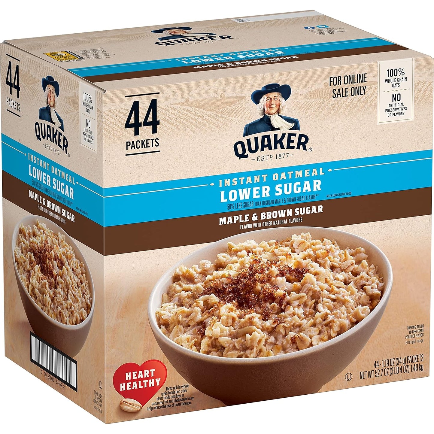 Quaker Instant Oatmeal, 4 Flavor Variety Pack, Individual Packets, 48 Count