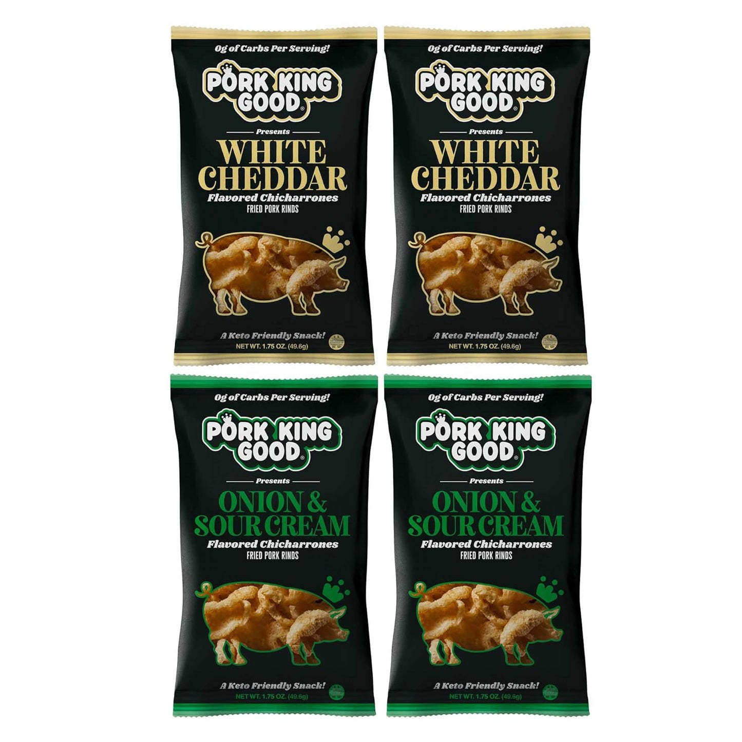Pork King Good Pork Rinds Variety 6 Pack (Chicharrones) Keto Snacks