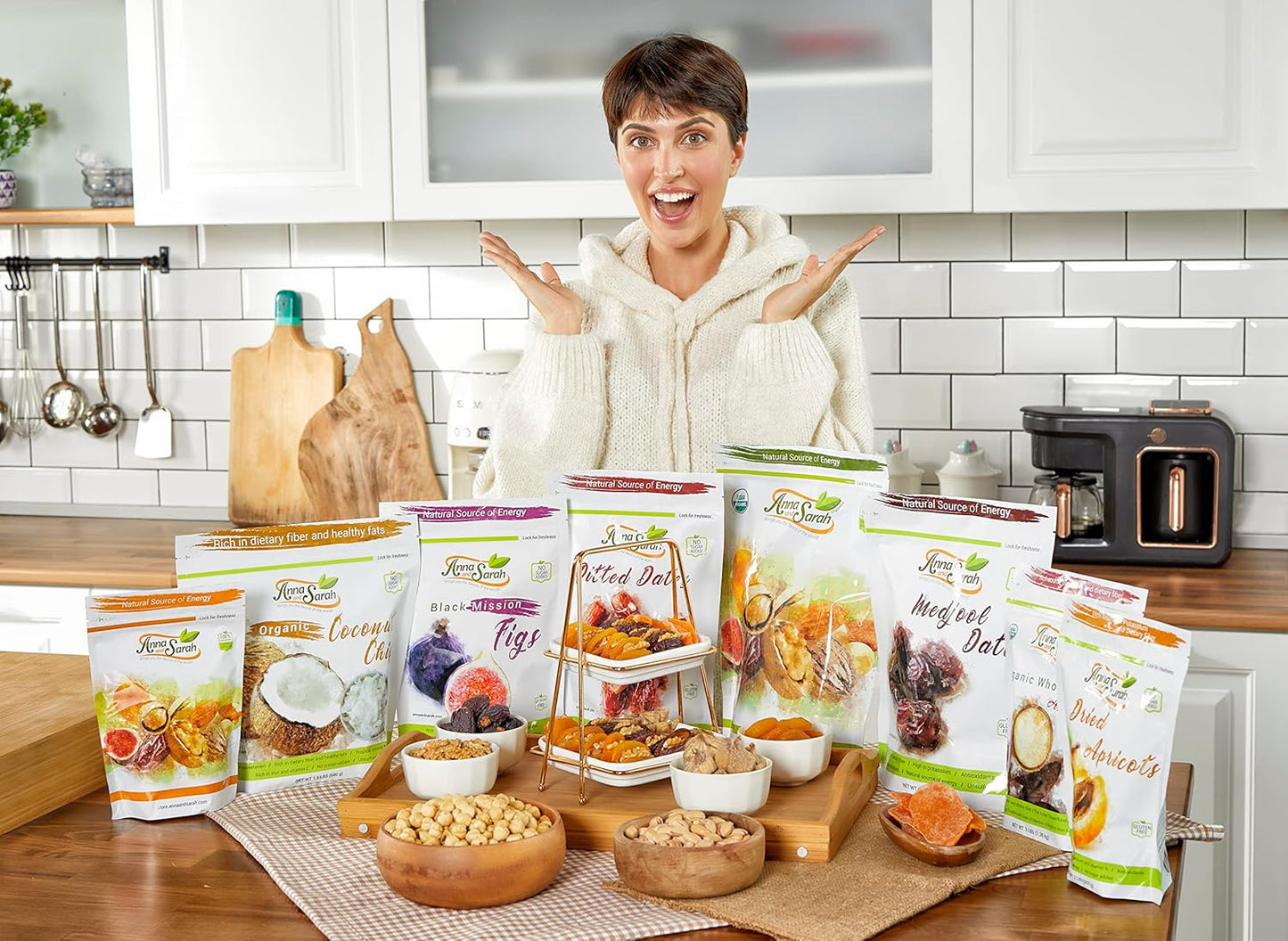 Anna and Sarah Premium Mixed Nuts in Shell, California Jumbo Chandler Walnuts, Extra Large Pecans, California Almonds, Large Oregon Hazelnuts (NO BRAZIL NUT), 6 Lbs - Big Mart USA