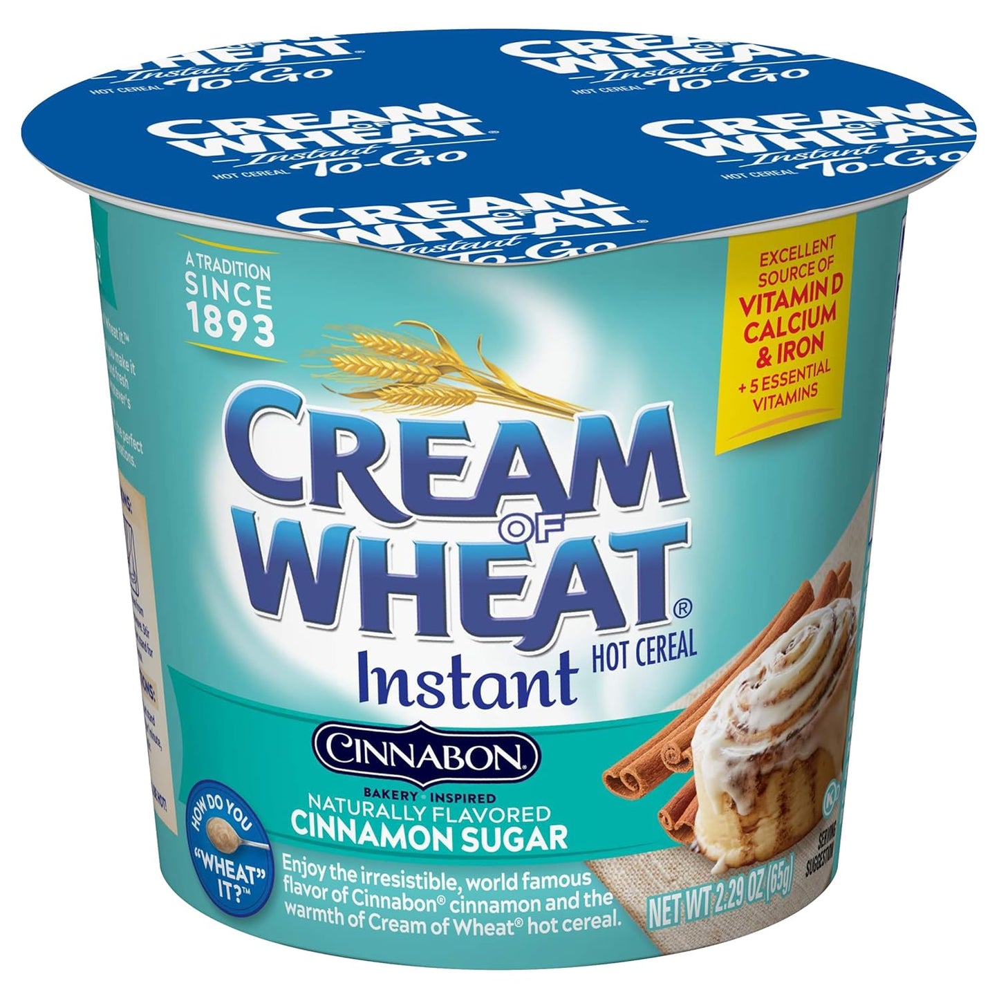 Cream of Wheat Instant Hot Cereal To-Go Cups, Cinnabon, 2.29 Ounce (Pack of 6)