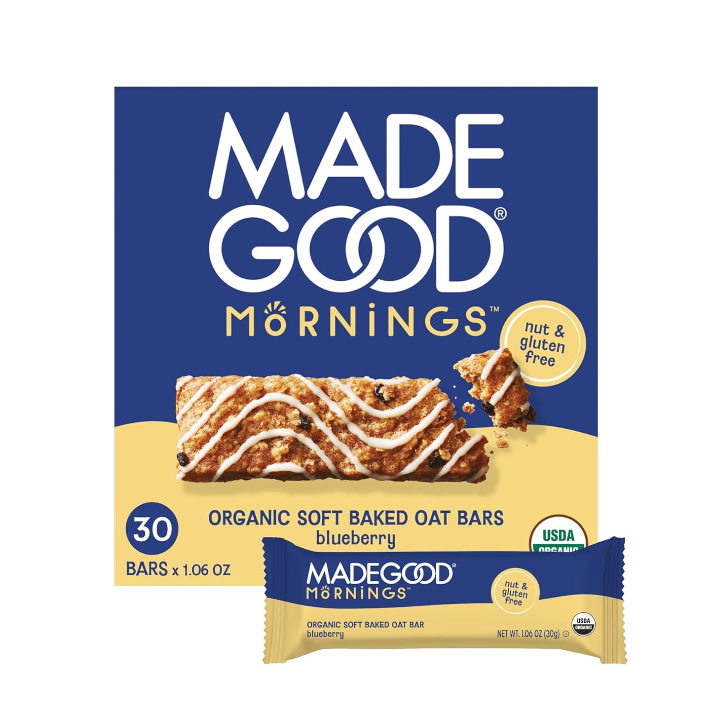 Madegood Mornings Soft Baked Breakfast Bars, Cinnamon Bun 1.06 Oz (30 Count) Gluten Free Snacks - Big Mart USA