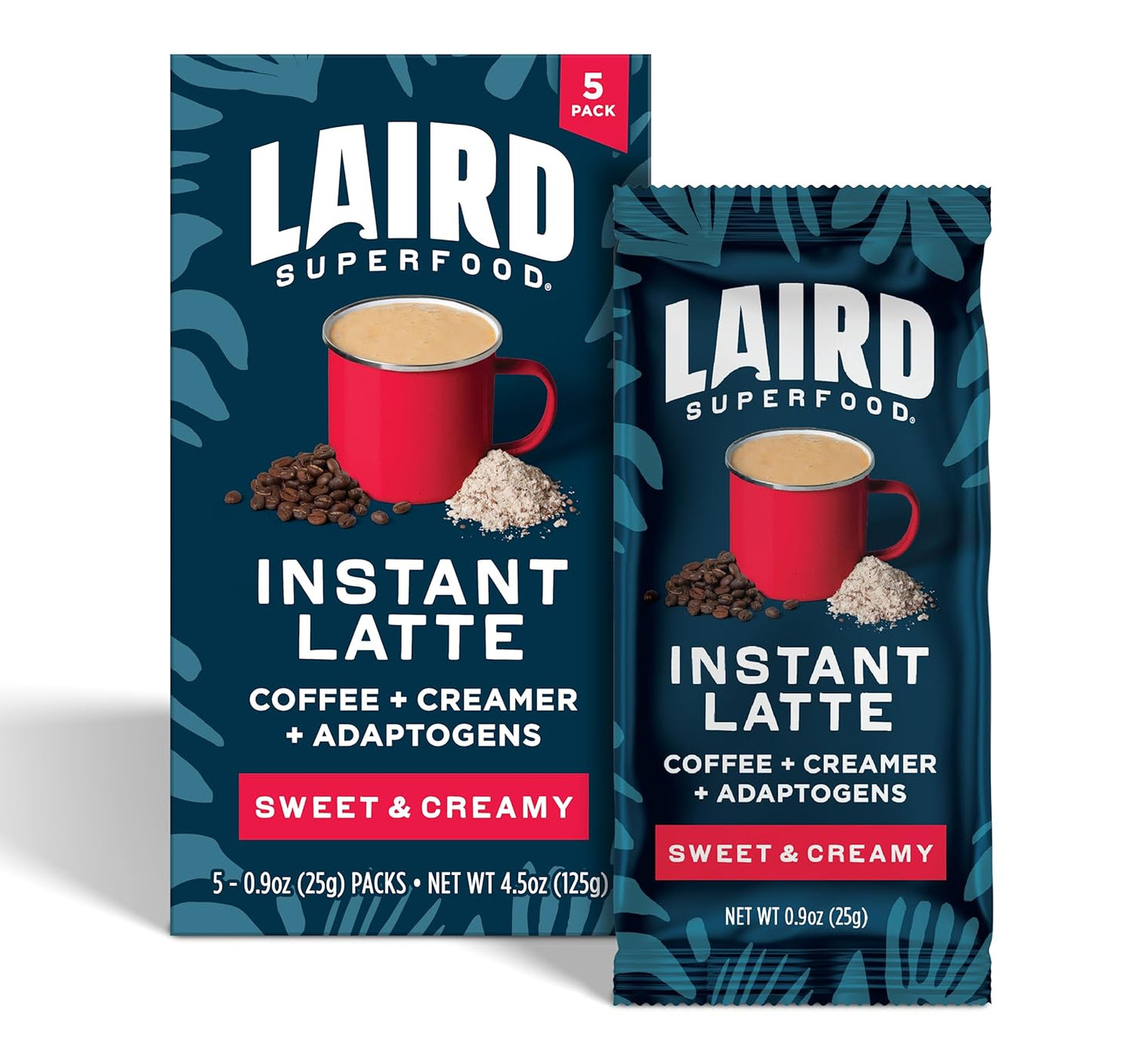 Laird Superfood Instant Latte Sweet & Creamy, Non-Dairy, Superfood Creamer, Gluten Free, Non-Gmo, Vegan, 15Pk Sachets