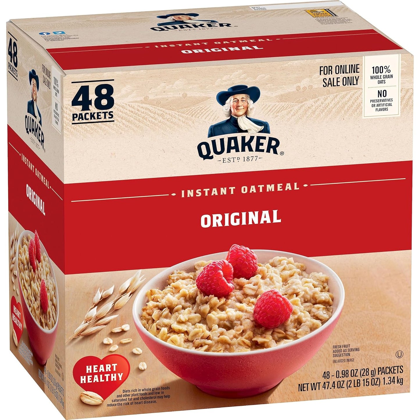 Quaker Instant Oatmeal, 4 Flavor Variety Pack, Individual Packets, 48 Count