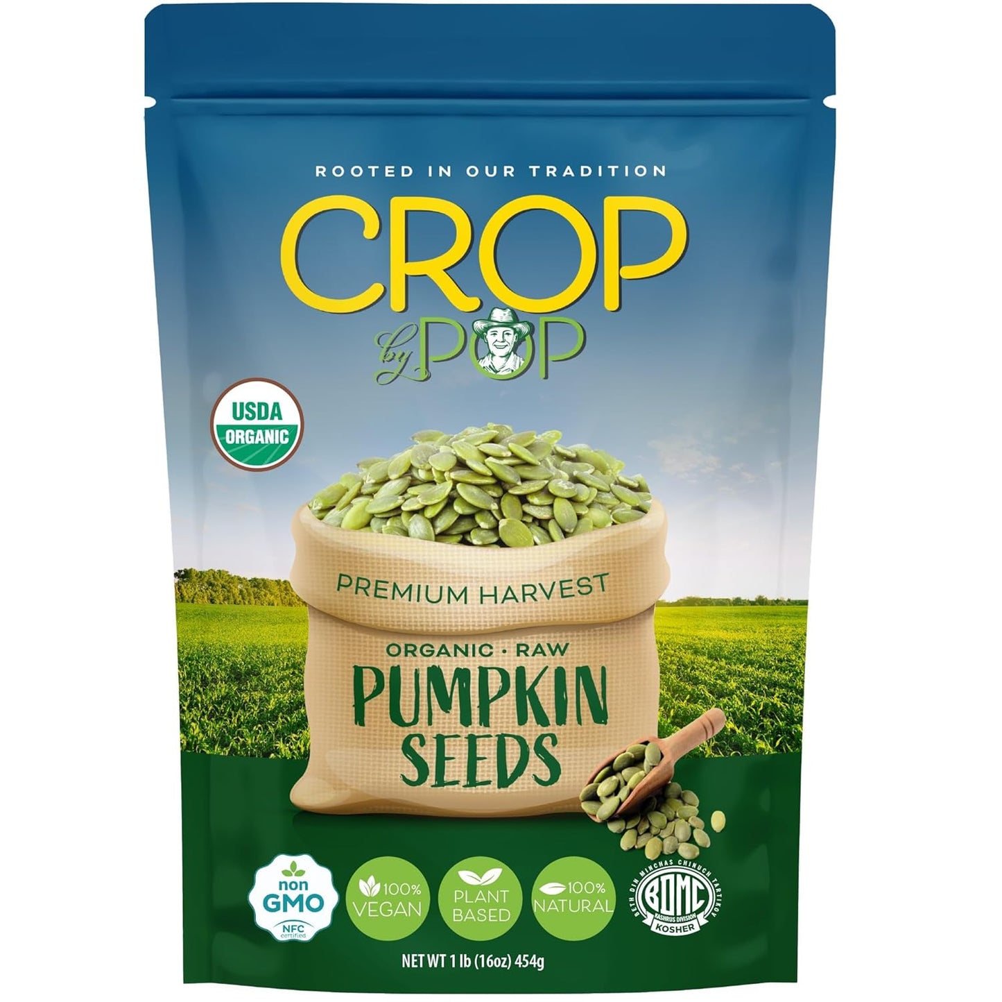 NUT CRAVINGS - Roasted & Unsalted Pumpkin Seeds, Pepitas, No Shell (16Oz - 1 LB) Packed Fresh in Resealable Bag - Nut Snack - Healthy Protein Food, All Natural, Keto Friendly, Vegan, Kosher - Big Mart USA