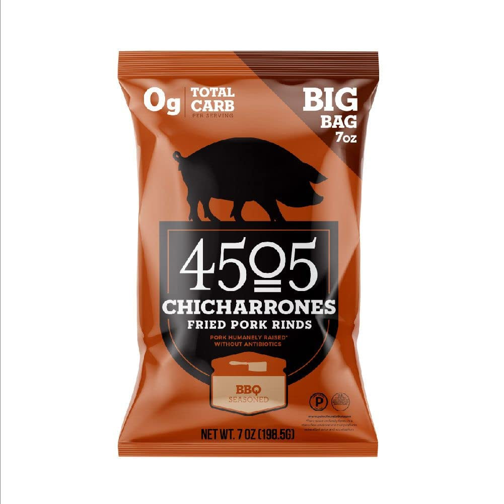 4505 Sea Salt Seasoned Chicharrones, Fried Pork Rinds - Sea Salt Flavored Pork Skins - Low Carb, Gluten-Free, Protein Snack - 1.1Oz (Pack of 12) - Big Mart USA