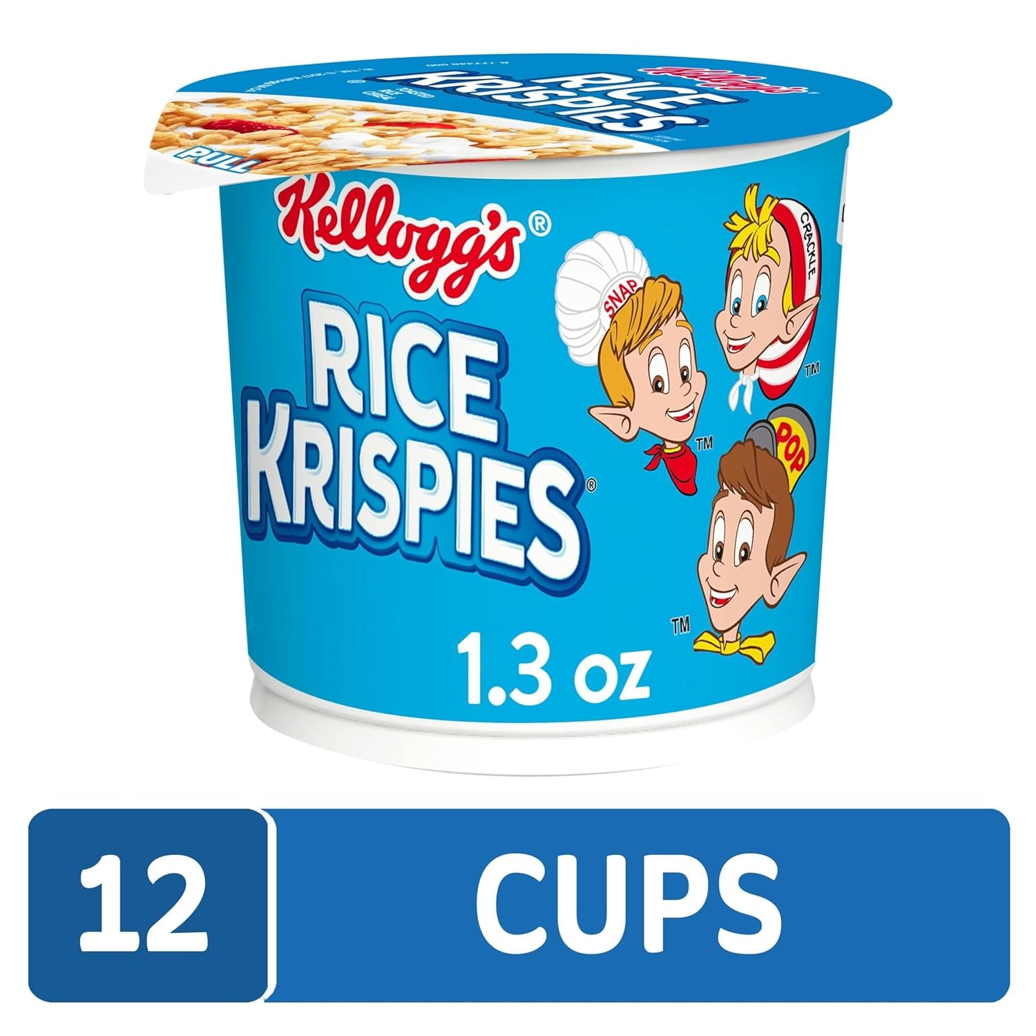 Kellogg's Rice Krispies Breakfast Cereal Cups, Original, 15.6 oz Case (12 Cups) - Convenient Kids Snack - Big Mart USA