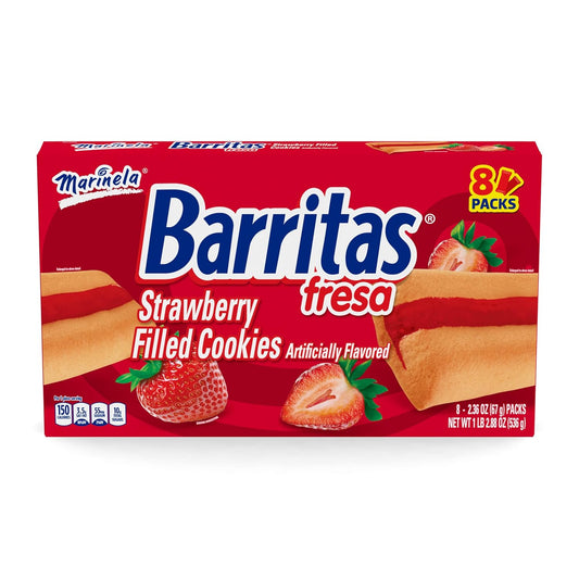 Marinela Barritas Fresa Strawberry Soft Filled Cookie Bar 1 Pack (8 Count) - Big Mart USA
