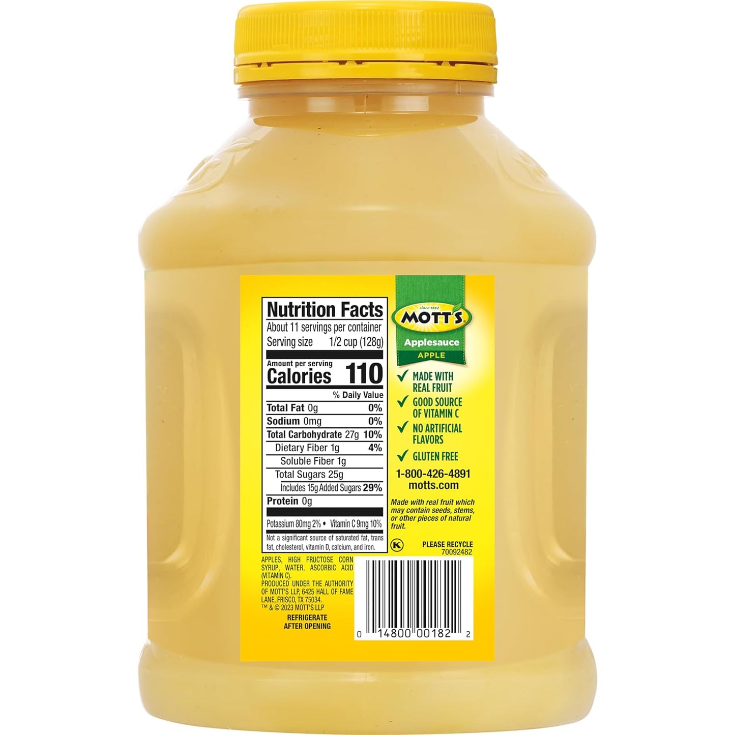 Mott'S Applesauce, 48 Oz Jar (Pack of 8), No Artificial Flavors, Good Source of Vitamin C, Nutritious Option for the Whole Family