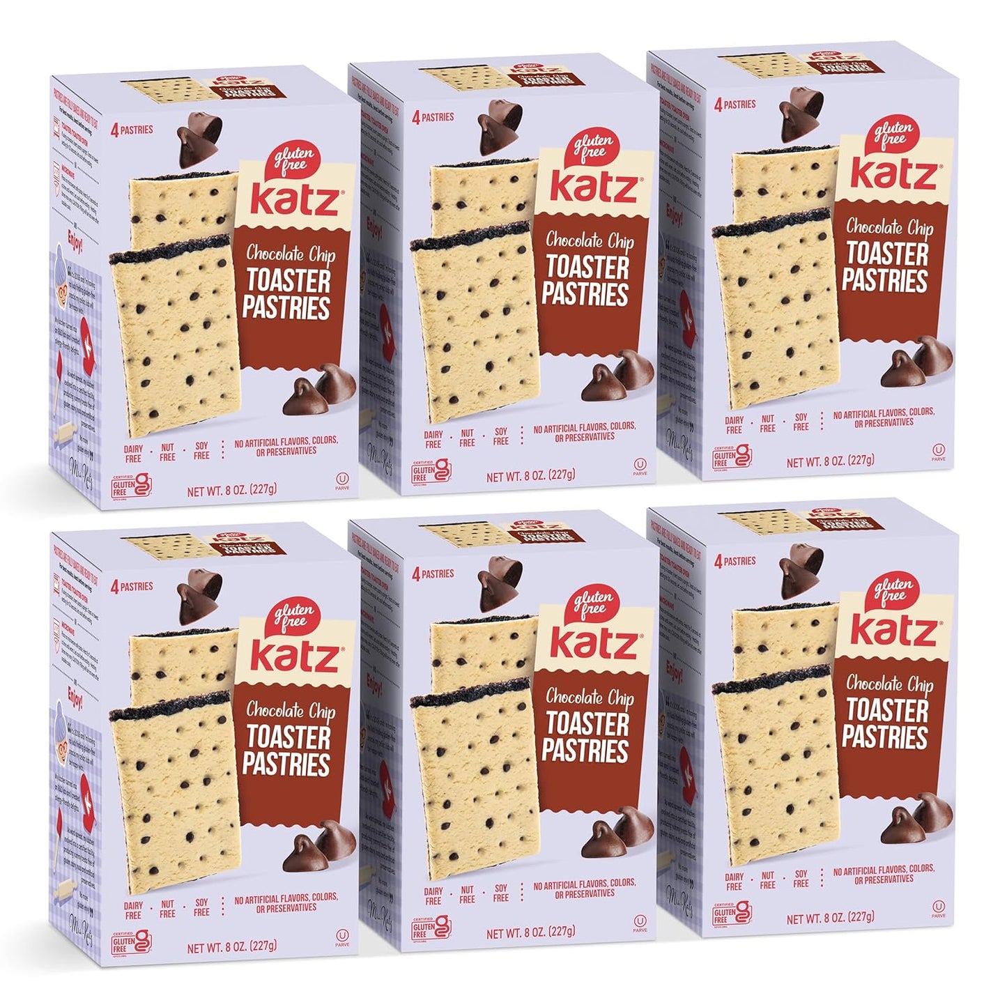 Katz Gluten Free Toaster Pastries. Chocolate Chip. Easy Breakfast Food or Anytime Snacks for Adults & Kids. Sesame Free, Dairy Free, Nut Free, Peanut Free, Soy Free. Kosher Snacks 8 OZ (Pack of 2)