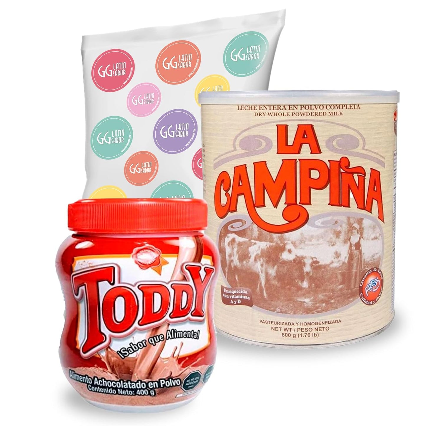 Toddy Chocolate - Leche La Campiña Venezuela Beverage Bundle, Powder Drink Mix Variety Pack Instant Powdered Milk and Chocolate Powder Drink Mix, Breakfast Shake with Vitamins and Proteins, Instant Hot and Cold Beverage for Kids & Adults - Big Mart USA