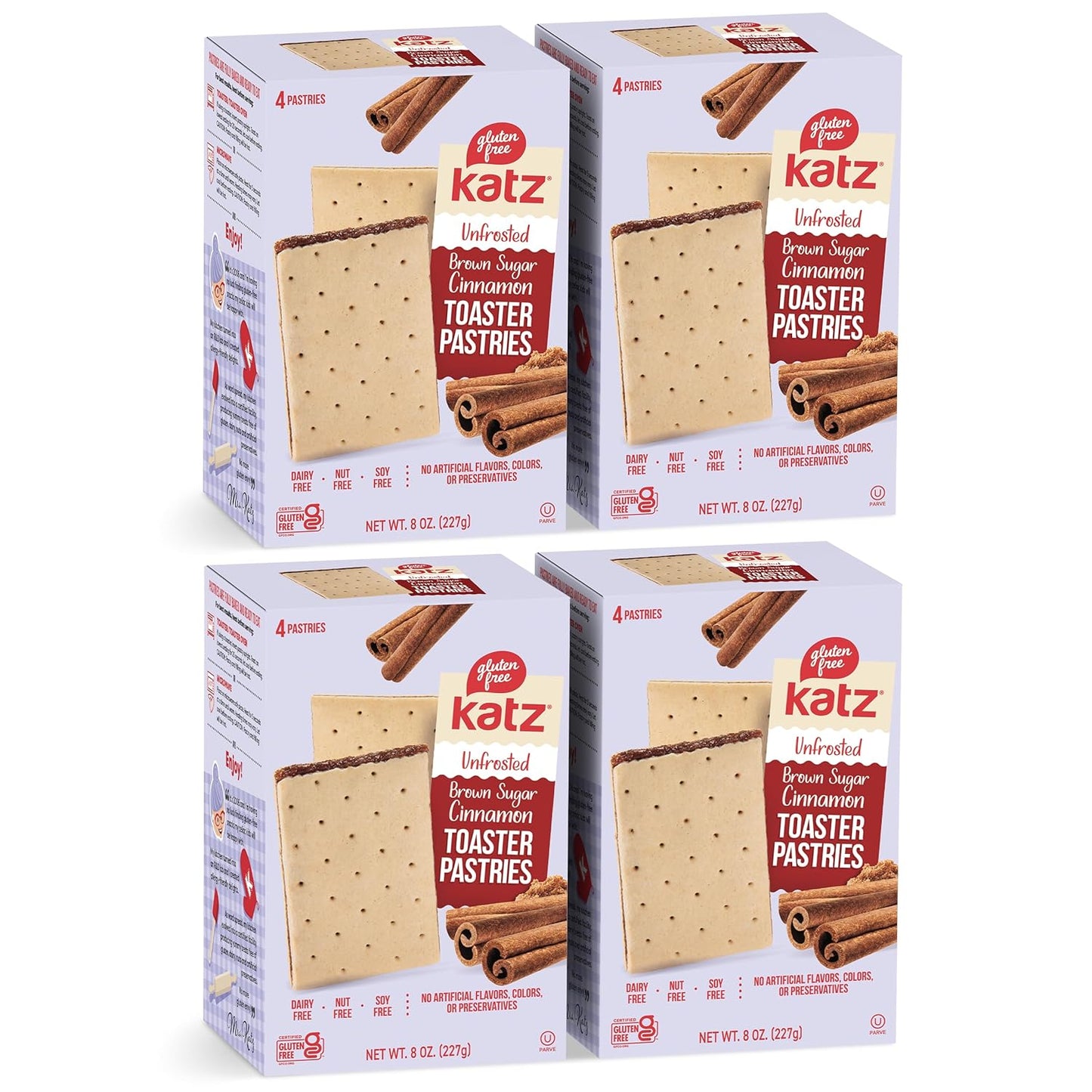 Katz Gluten Free Toaster Pastries. Unfrosted Cinnamon Flavor. Easy Breakfast Snacks for Adults & Kids. Gluten Free. Dairy Free, Nut Free, Peanut Free, Soy Free. Kosher Snacks. 8 OZ (Pack of 2)