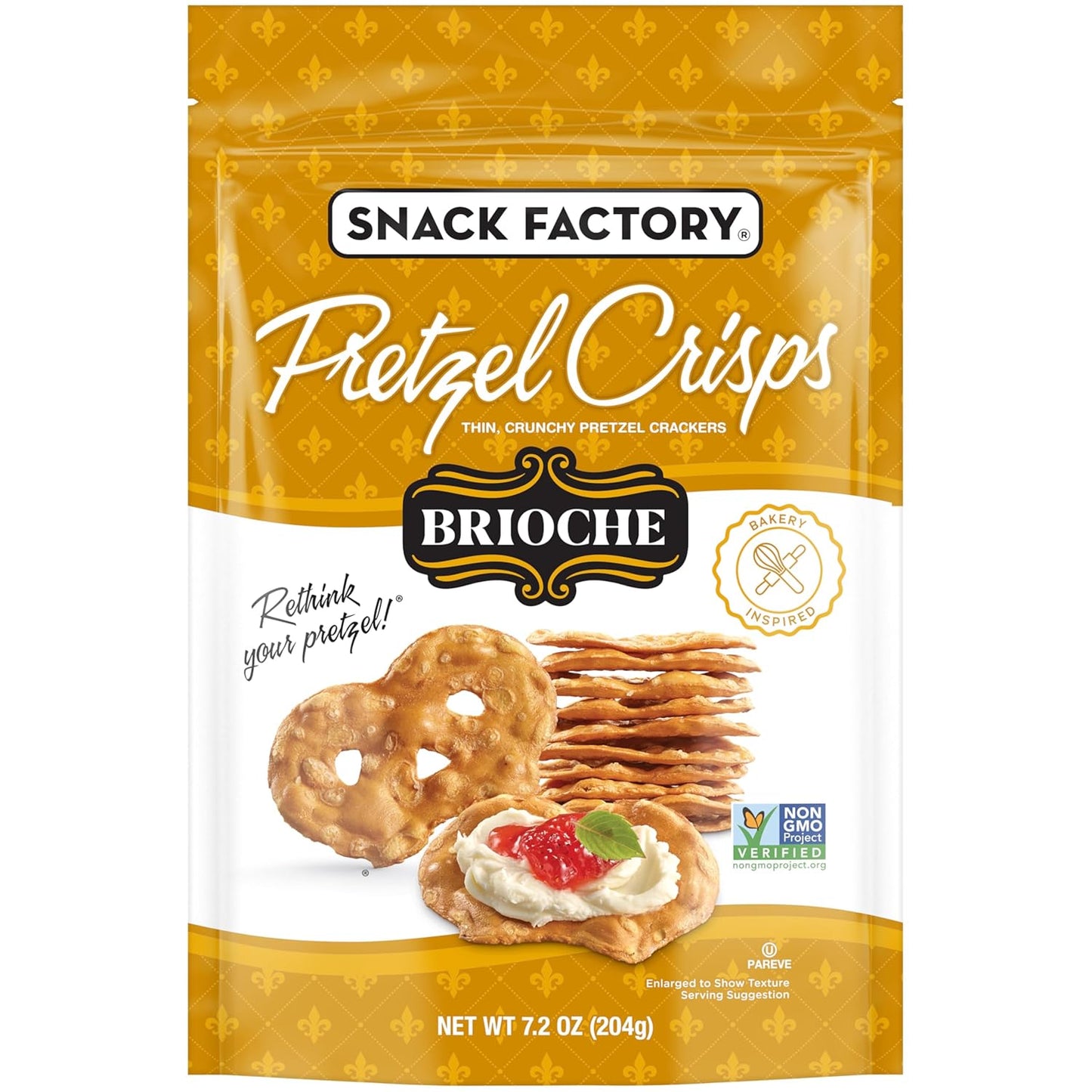 Snack Factory Buffalo Wing Pretzel Crisps, Non-Gmo, 7.2 OZ Resealable Bag