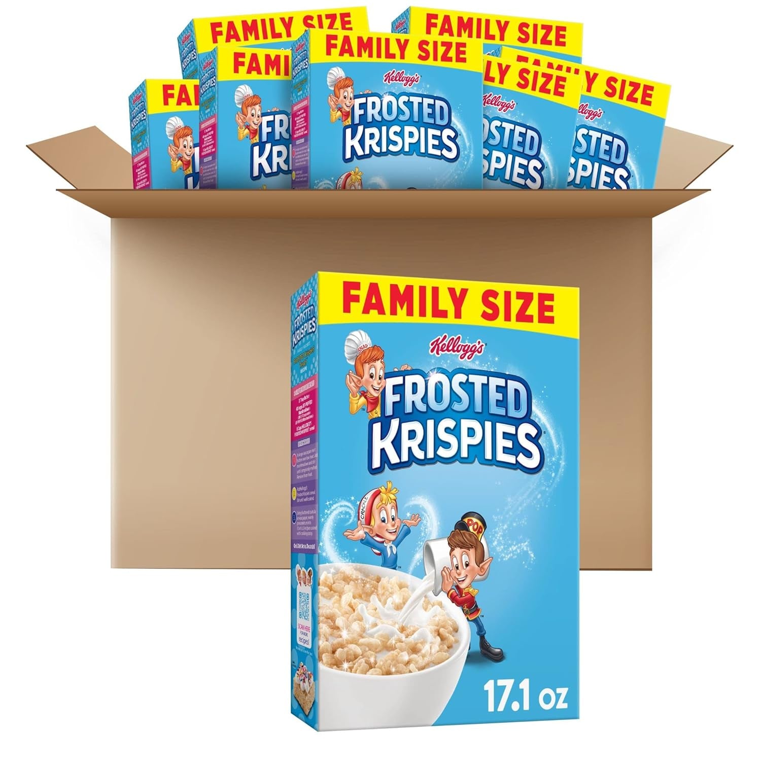 Kellogg's Frosted Krispies Breakfast Cereal, Family Size, Original (8 Boxes) - Ideal for Kids Snacks and Baking Marshmallow Treats - Big Mart USA