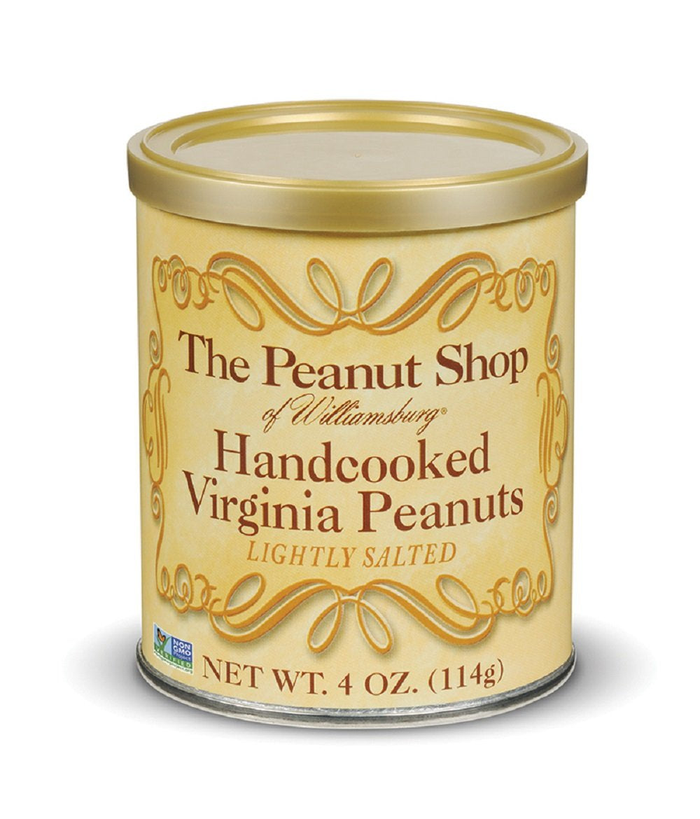 The Peanut Shop of Williamsburg Extra-Large Handcooked Lightly Salted Virginia Peanuts Williamsburg Peanuts Non-Gmo Kosher Gluten-Free No Preservatives - 32 Oz Tin
