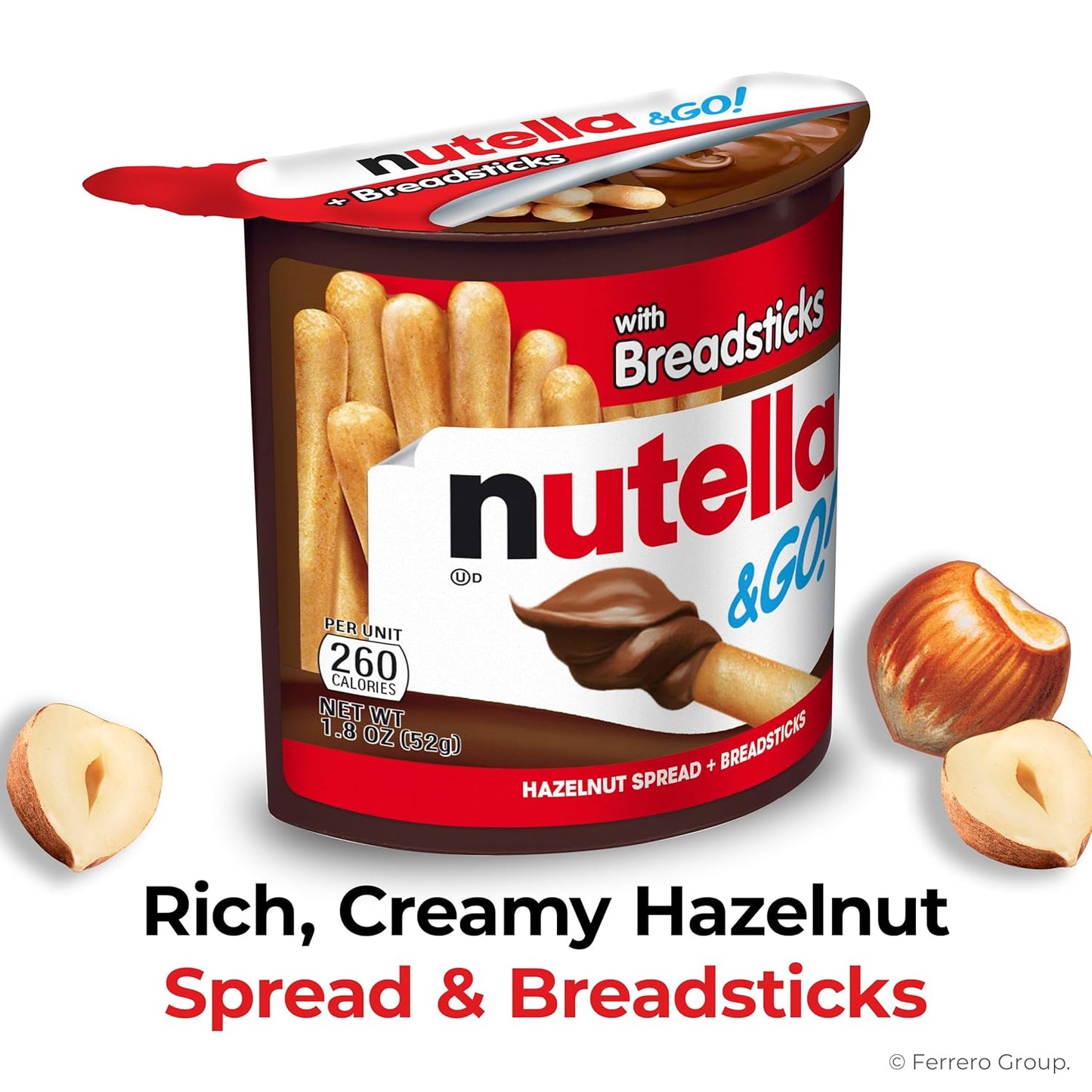 Nutella & GO! Bulk 12 Pack, Hazelnut and Cocoa Spread with Breadsticks, Stocking Stuffers, Snack Cups, 1.8 Oz Each - Big Mart USA