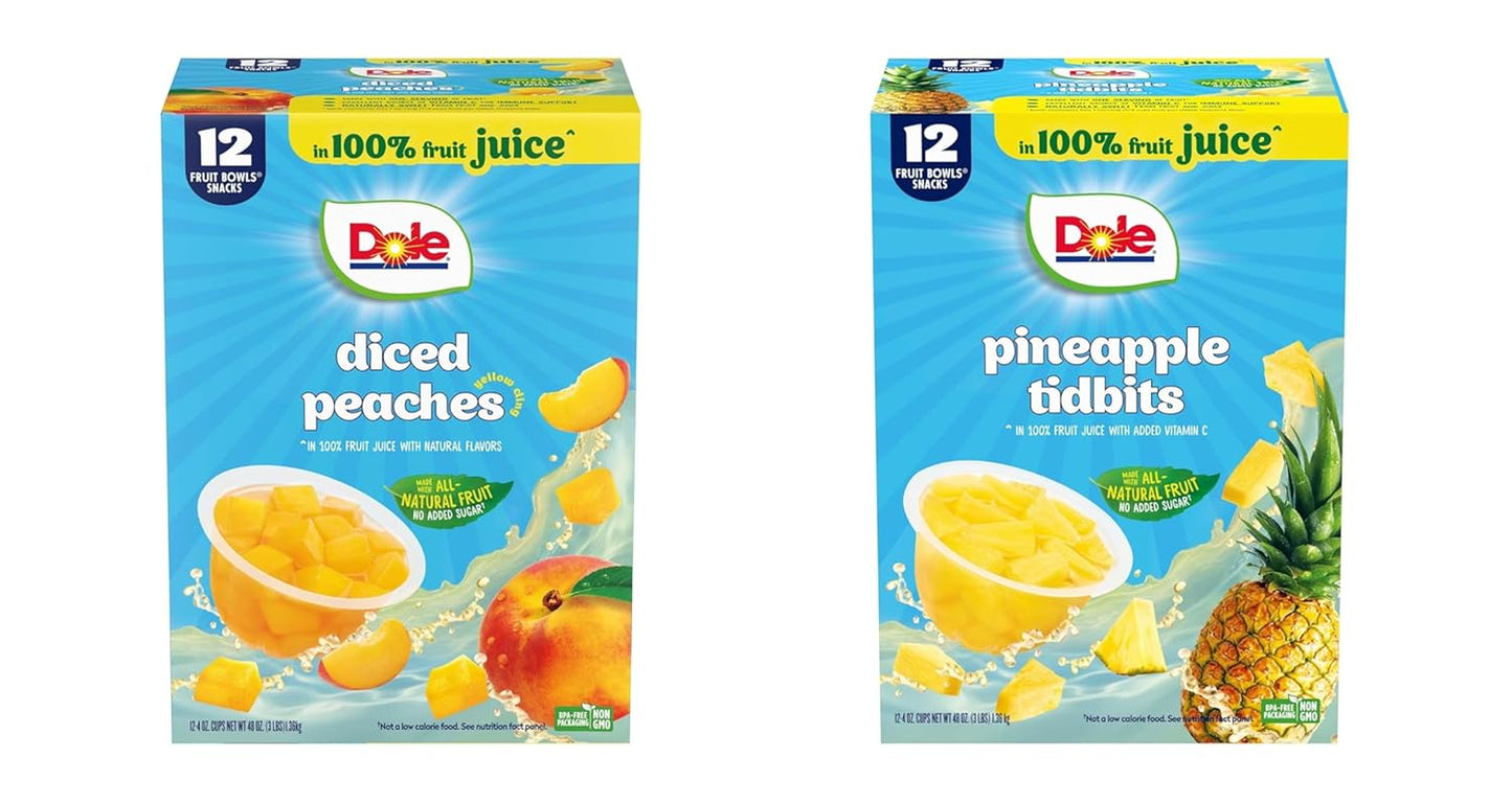 Dole Pineapple Tidbits with No Sugar Added - Dole Fruit Bowls Snacks - 4 Oz Fruit Bowls - 12 Pack - Big Mart USA