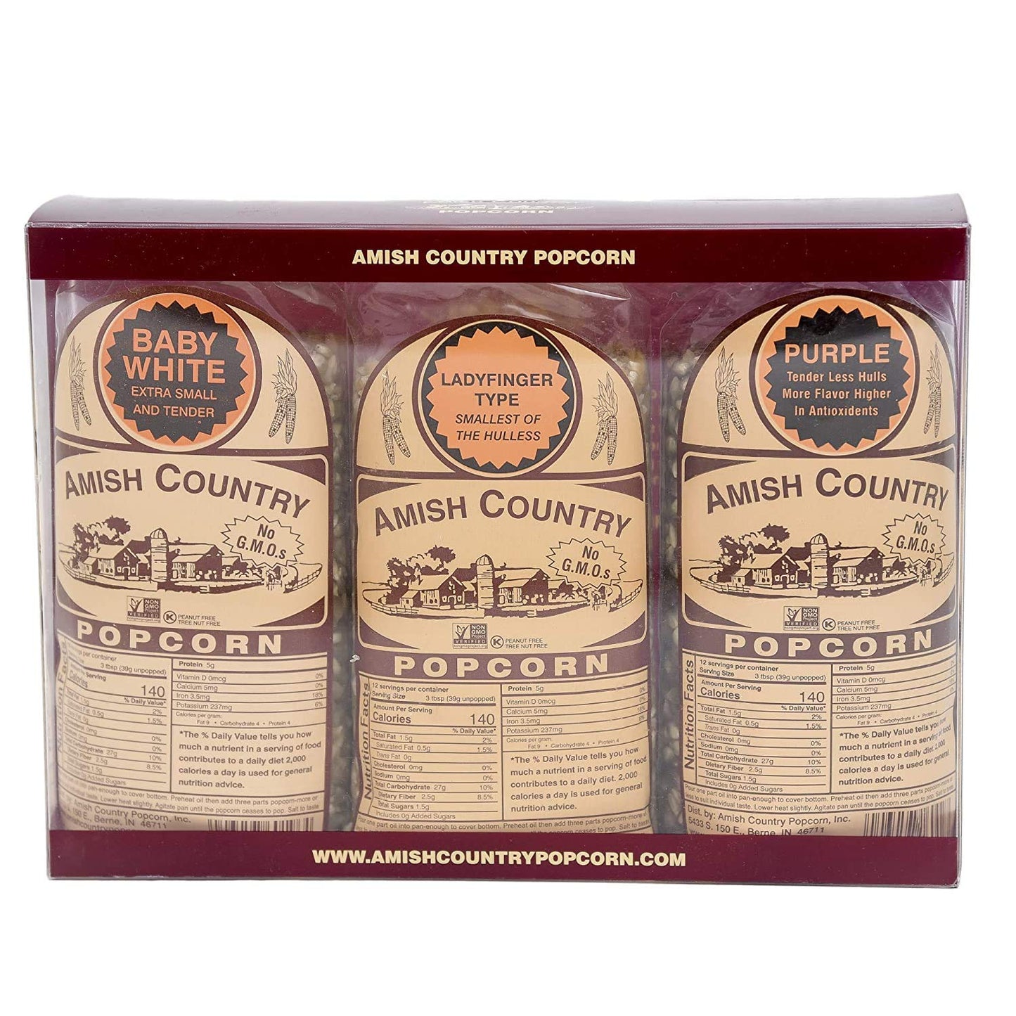 Amish Country Popcorn | 3-1 Lb Bags | Variety Set | Midnight Blue, Rainbow, & Medium Yellow Popcorn Kernels | Old Fashioned, Non-Gmo and Gluten Free (3-1 Lb Bags) - Big Mart USA