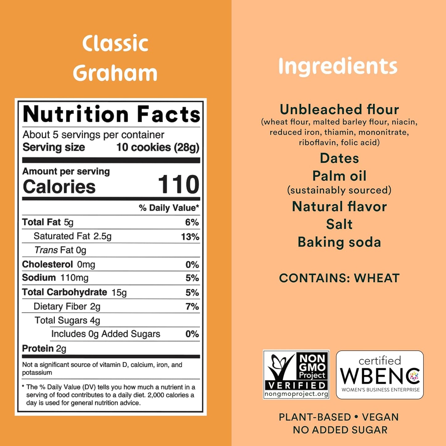 Must Love Classic Graham - No Added Sugar, Sweetened with Dates - Great for Pie Crust, Mini S'More, Cheese Boards - Simple Ingredients, Vegan, Plant-Based - Healthy Snacking for Family, 2 Pack X 5 Oz - Big Mart USA