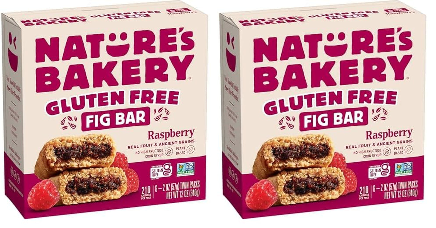 Nature’S Bakery Gluten Free Fig Bars, Raspberry, Real Fruit, Vegan, Non-Gmo, Snack Bar, 6 Boxes with 6 Twin Packs (36 Twin Packs) - Big Mart USA