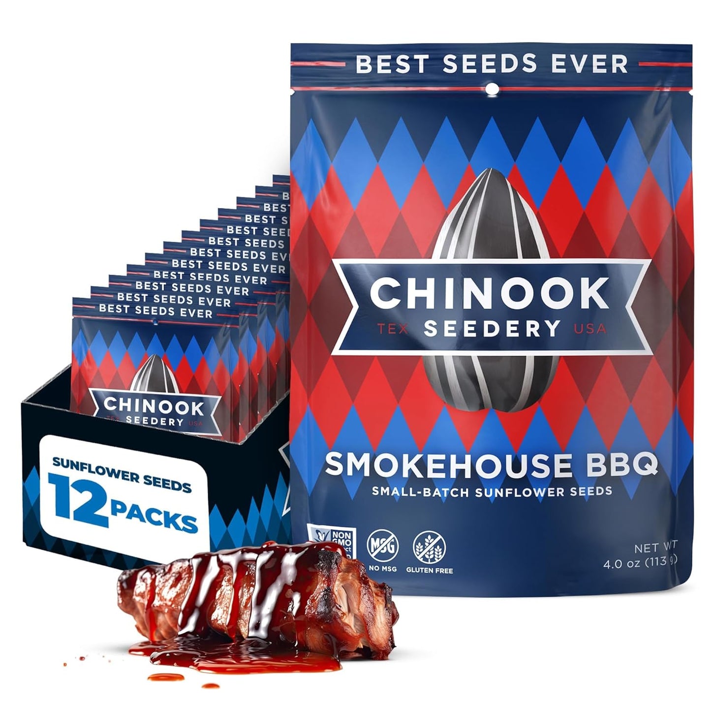Chinook Seedery Roasted Jumbo Sunflower Seeds - Keto Snacks, Gluten-Free, Non-Gmo, 8 Flavor Variety Pack 4 Oz (12-Pack) - Big Mart USA