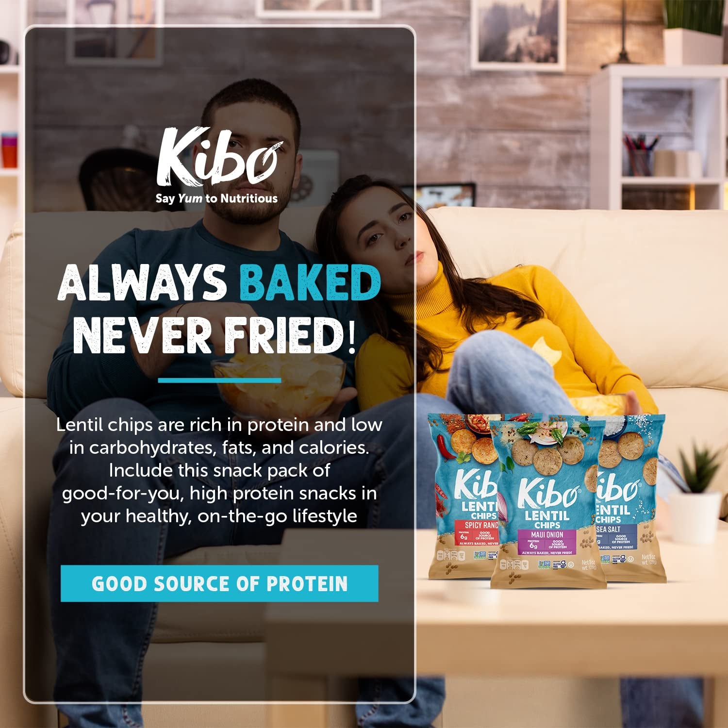 Kibo Lentil Chips Variety Pack - Gluten-Free, Vegan, Non-Gmo, Plant-Based - Maui Onion, Sea Salt, Spicy Ranch, Made with Real Veggies - 28G, 12 Pack - Big Mart USA