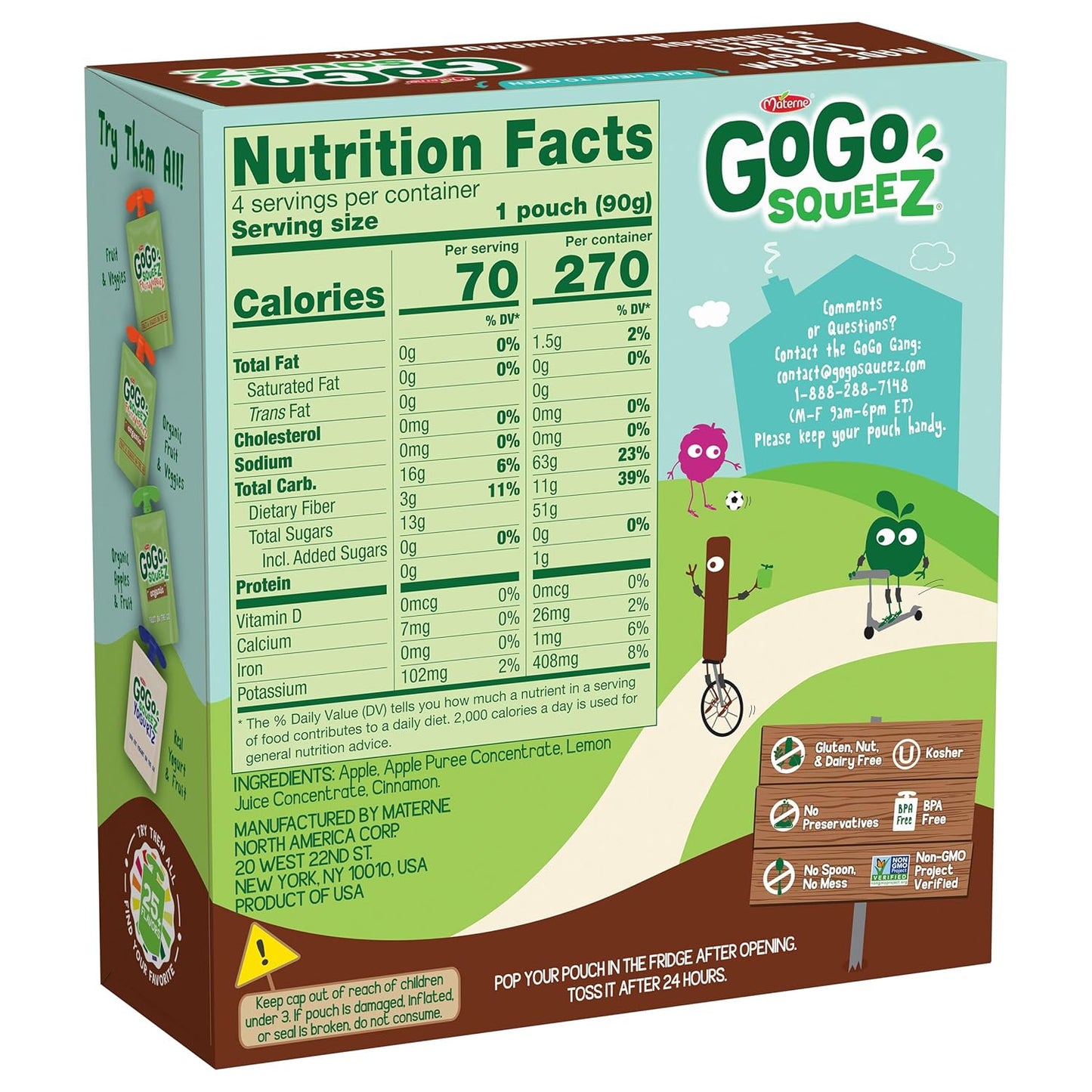 Gogo Squeez Applesauce, Apple Cinnamon, 3.2 Oz, 4 Ct
